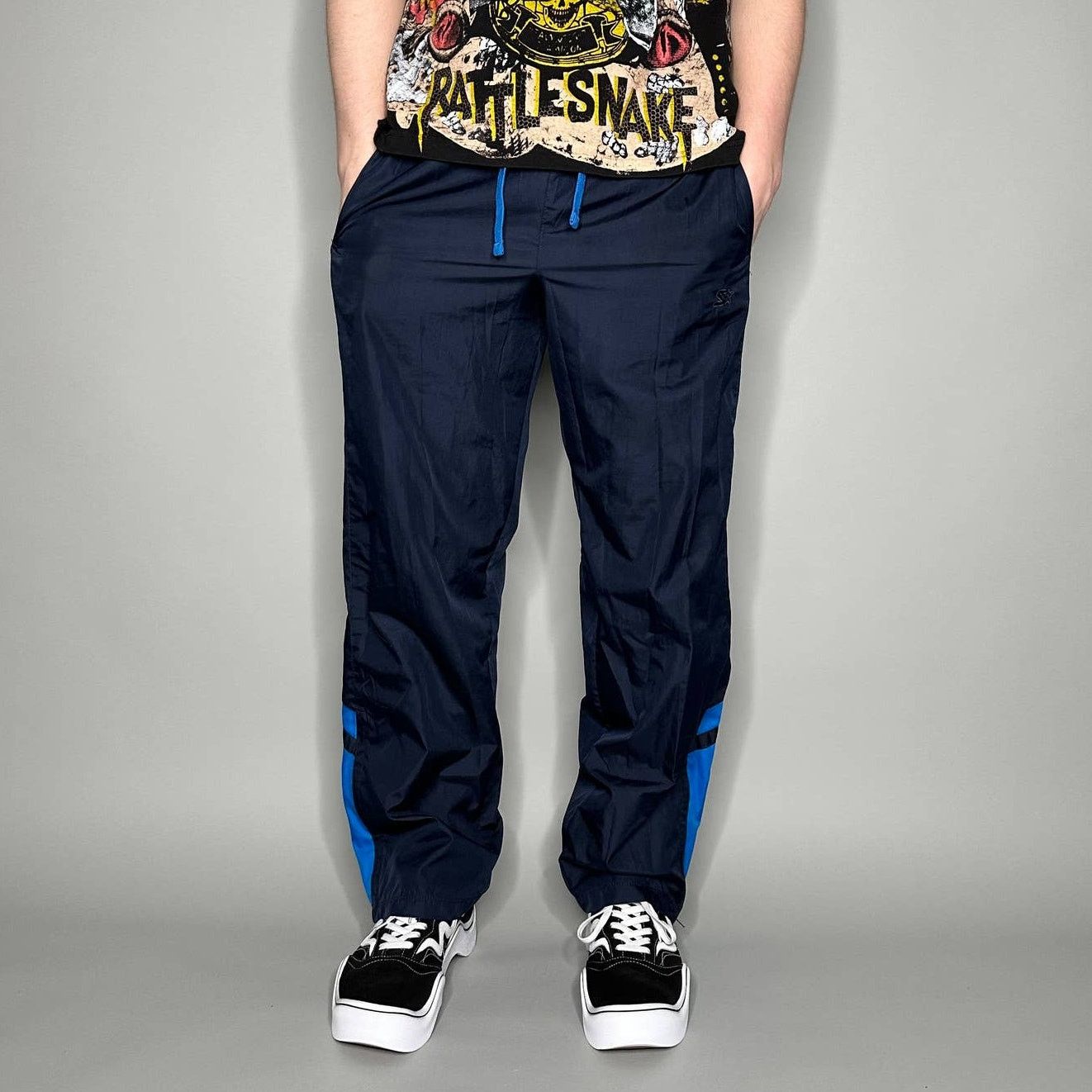 Starter Vintage 90s Starter Track Pants Mens S Navy Blue Polyester Size US 30 / EU 46 - 3 Thumbnail