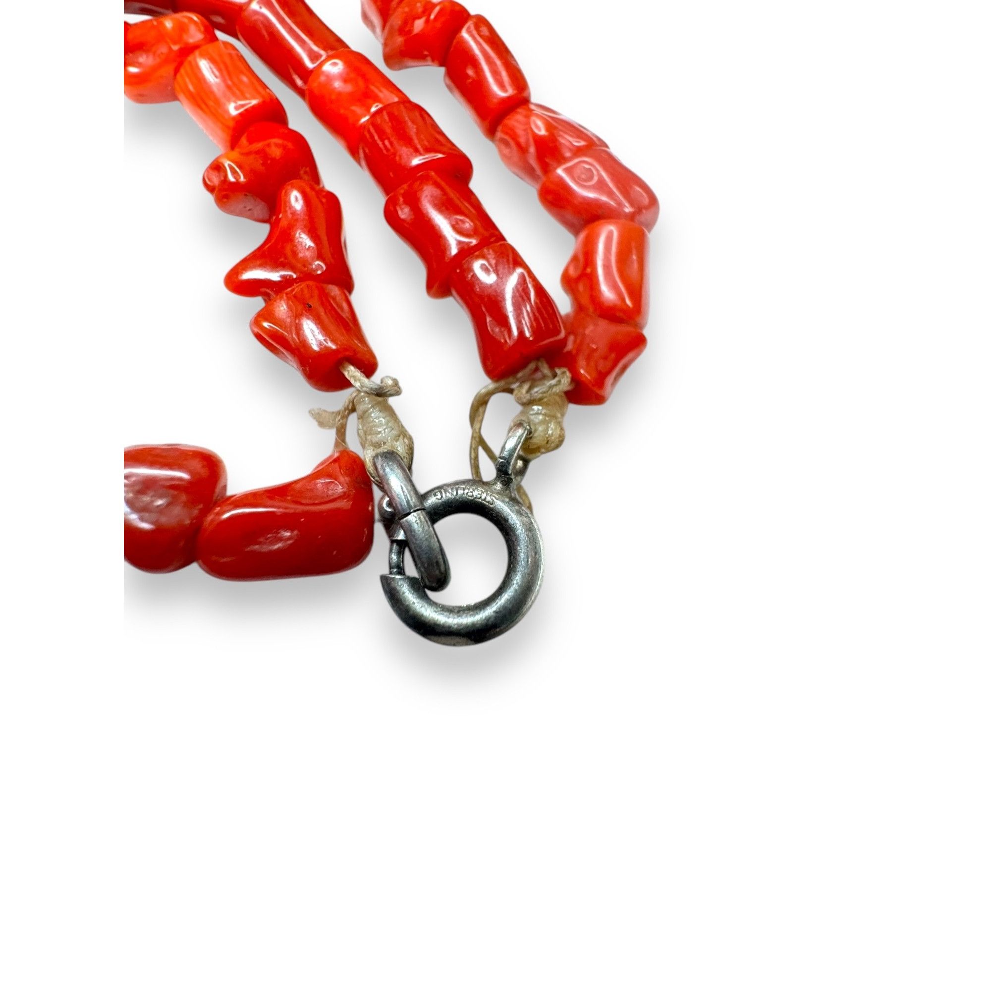 Other Antique Tribal Necklace Sterling Amber Coral Beads 30" State Size ONE SIZE - 4 Thumbnail