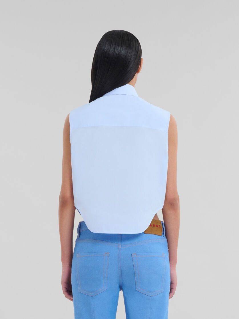Marni oc11z0525 Organic Poplin Cropped Shirt in Blue Size L / US 10 / IT 46 - 3 Thumbnail