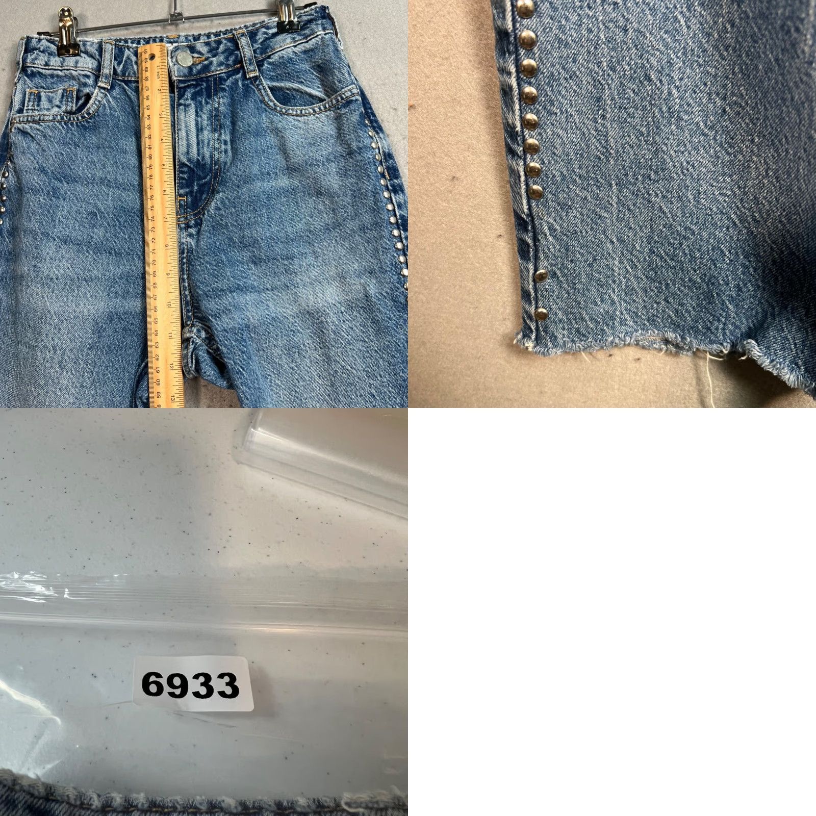 Zara VINTAGE Zara Womens Distressed Denim Jeans with Studded Details Size 2 Blue High Rise Straight Size 26" / US 2 / IT 38 - 8 Thumbnail