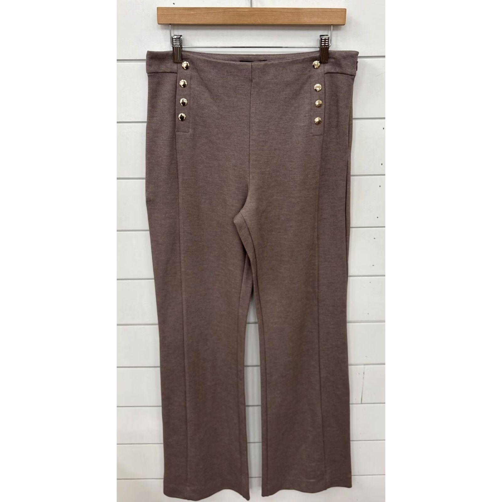 Ann Taylor NWT Ann Taylor Brown Twill Side Zip Trouser Business Pants Womens 10 Beige Dress Pants Mens? Womens - choose? Size 32" / US 10 / IT 46 - 2 Thumbnail