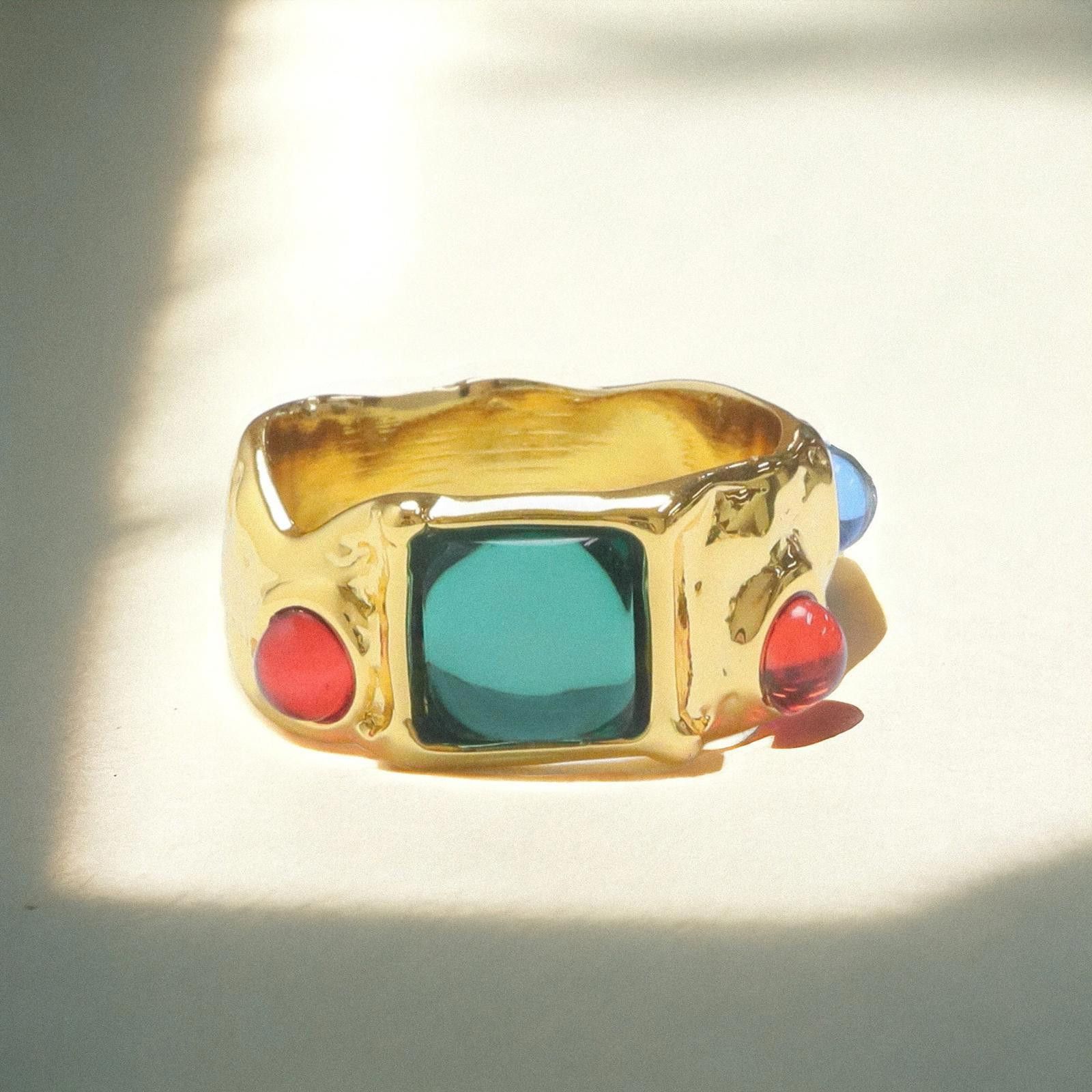 Jewelry Irregular Chunky Ring Gold, Boho Maximalistlist Ring Set Size ONE SIZE - 6 Thumbnail