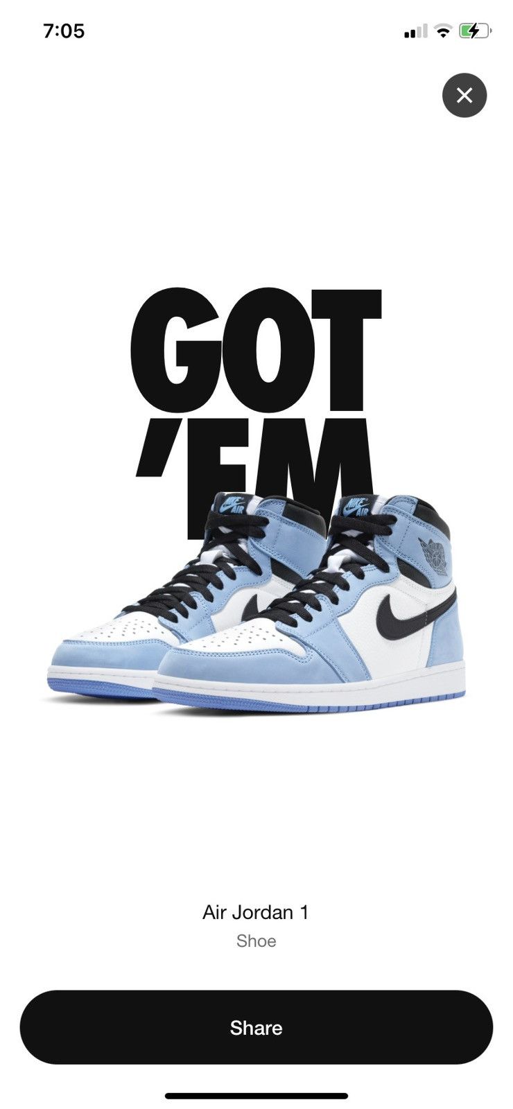 Jordan Brand Jordan one University blue Size US 9.5 / EU 42-43 - 9 Thumbnail