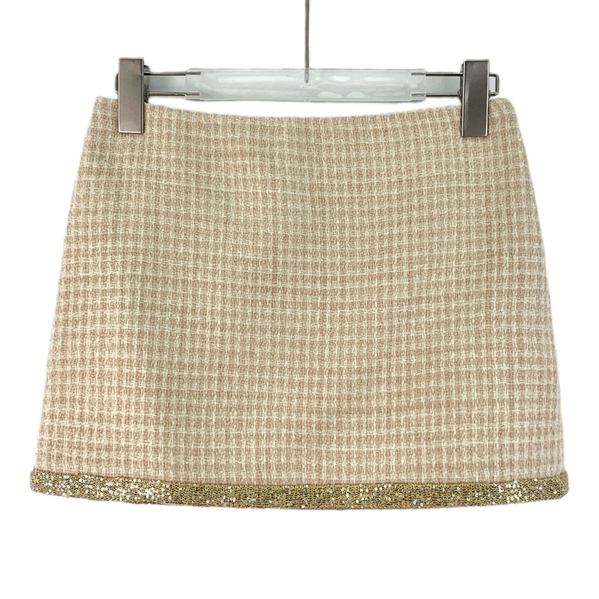Miu Miu Miu Miu 23 Style Beige Check Wool Tweed Mini Skirt K26WX Size 25" / US 0 / IT 36 - 1 Thumbnail