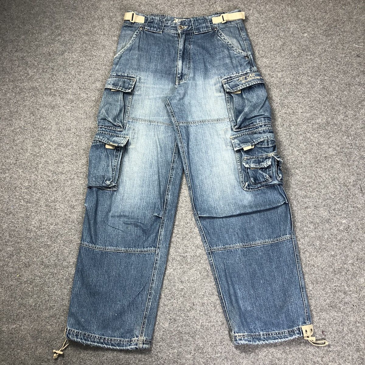 image of Baggyvintage Jet Lag Multipocket Cargo Denim Jeans in Blue, Men's (Size 32)
