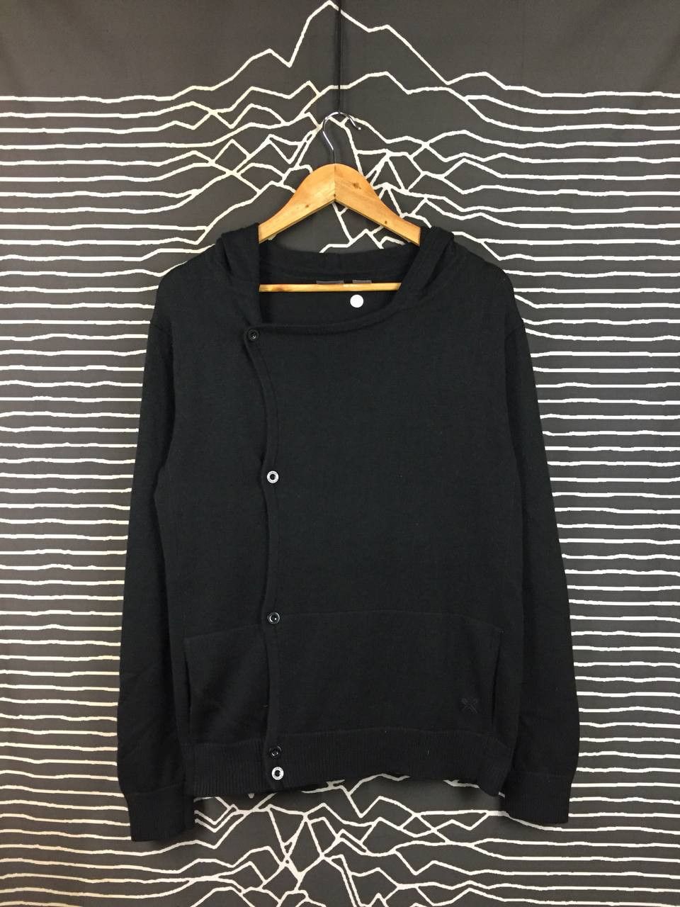 Armani Exchange Armani Exchange AX Black Asymmetrical Button-Up Knit Hoodie Size US S / EU 44-46 / 1 - 3 Thumbnail
