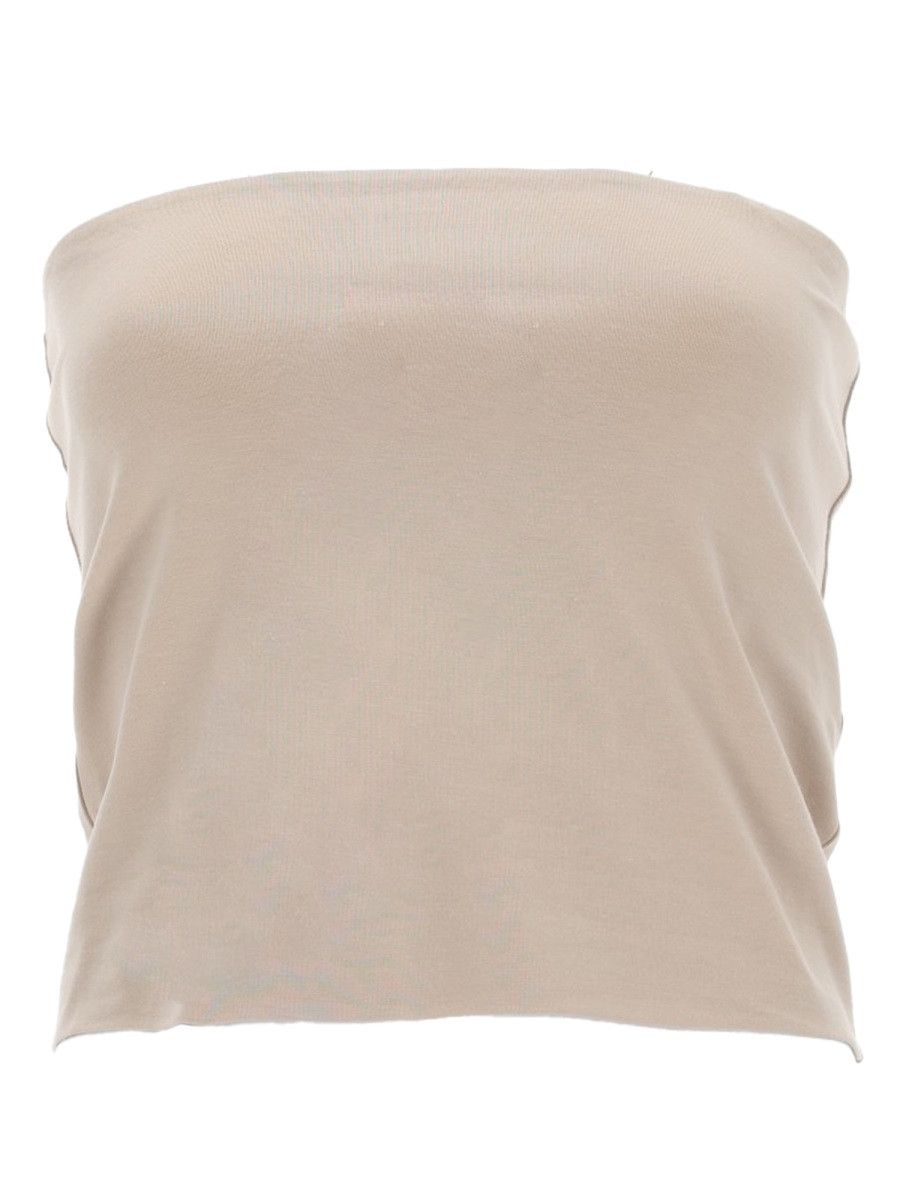 Brunello Cucinelli BRUNELLO CUCINELLI COTTON BANDEAU TOP - BEIGE Size XL / US 12-14 / IT 48-50 - 1 Thumbnail