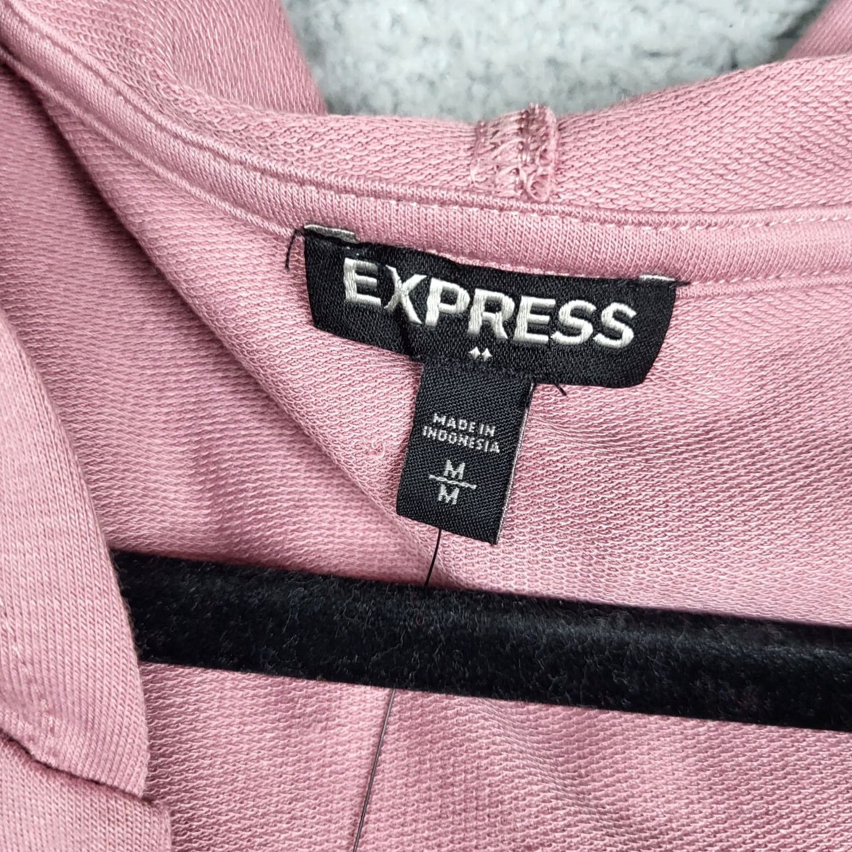 Express EXPRESS Women's Hoodie Cropped Lightweight Pink Tie Neck Crew Neck Long Sleeve Size M Size M / US 6-8 / IT 42-44 - 2 Thumbnail