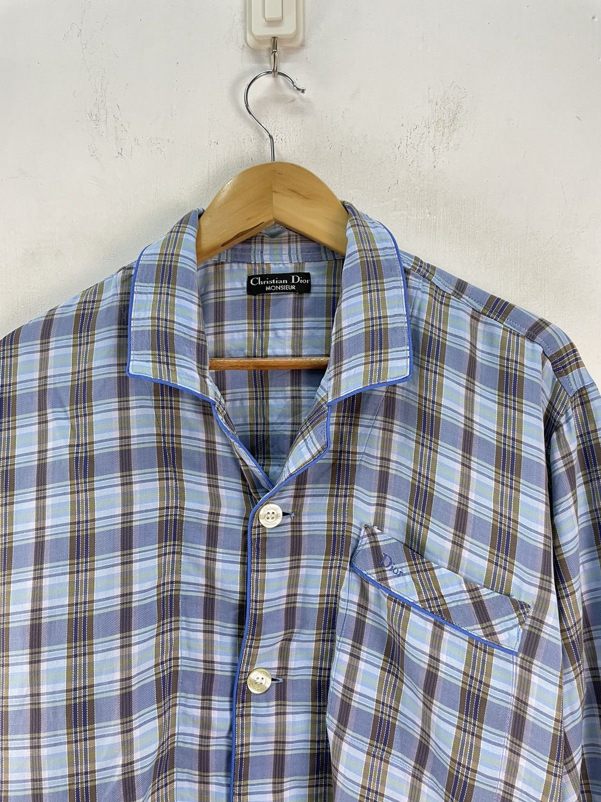 Christian Dior Monsieur Vintage Christian Dior Pyjama Shirt Long Sleeve Checked Size US L / EU 52-54 / 3 - 2 Thumbnail