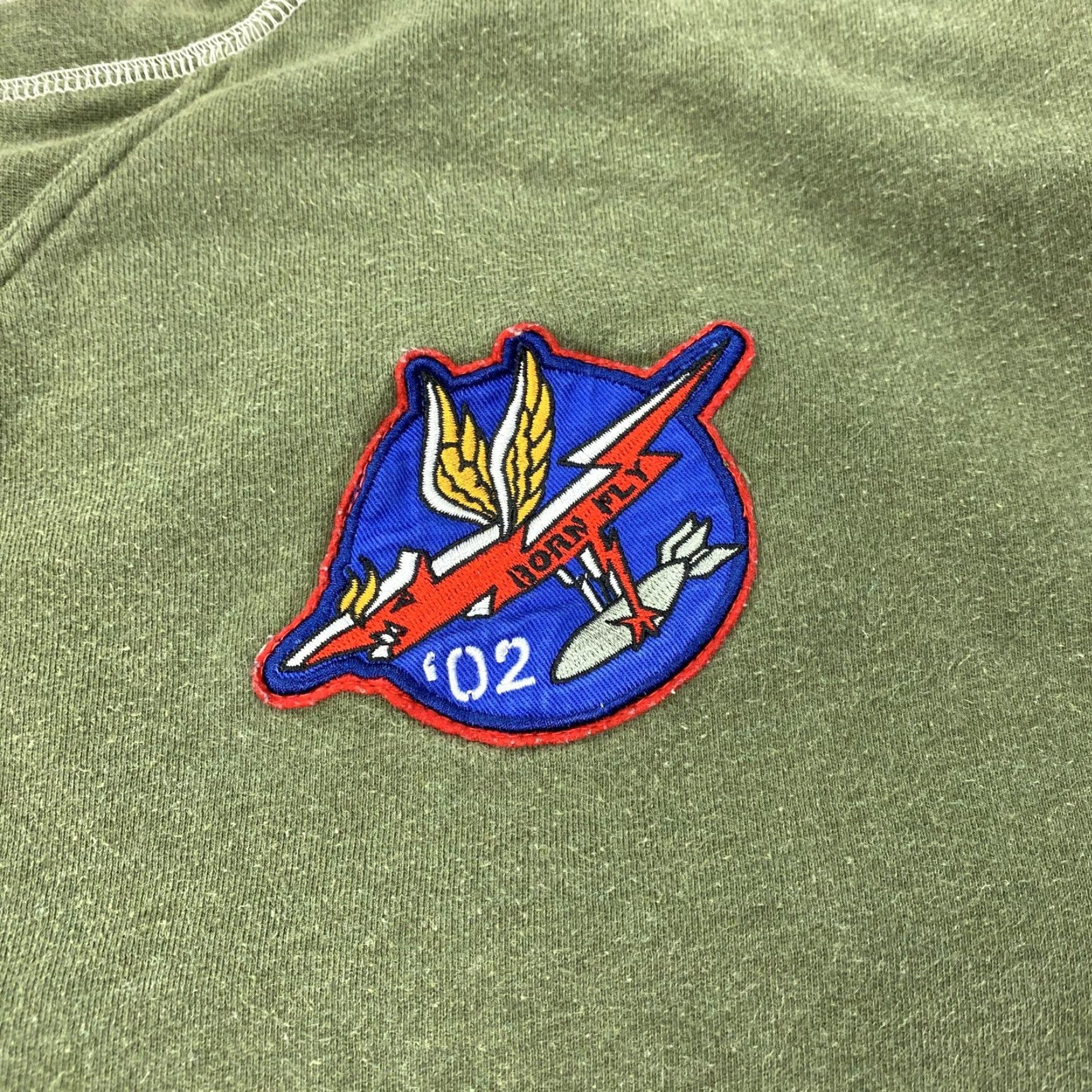 Born Vintage Born Fly Mens XL Sweater Crewneck Pullover Green Graphic Patches Military Bird Space Size US XL / EU 56 / 4 - 2 Thumbnail