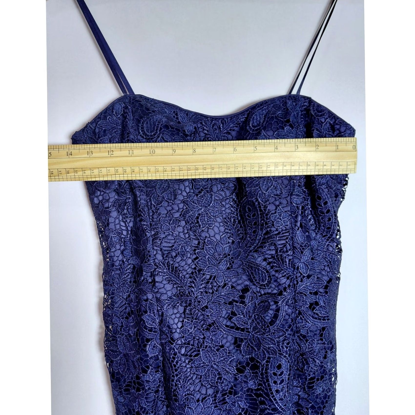 Adrianna Papell Adrianna Papell Lace Dress Blue Solid Sleeveless Knee Length Women Size 8 Size M / US 6-8 / IT 42-44 - 4 Thumbnail