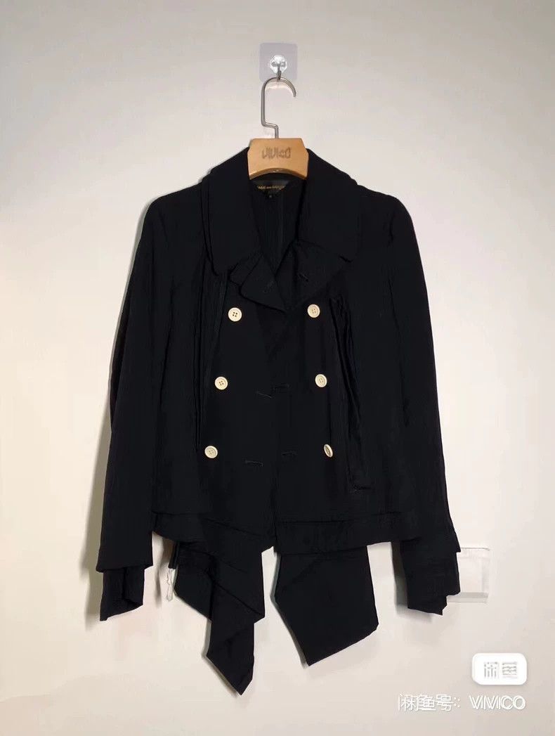 Comme des Garcons Deconstructed short trench coat in navy
