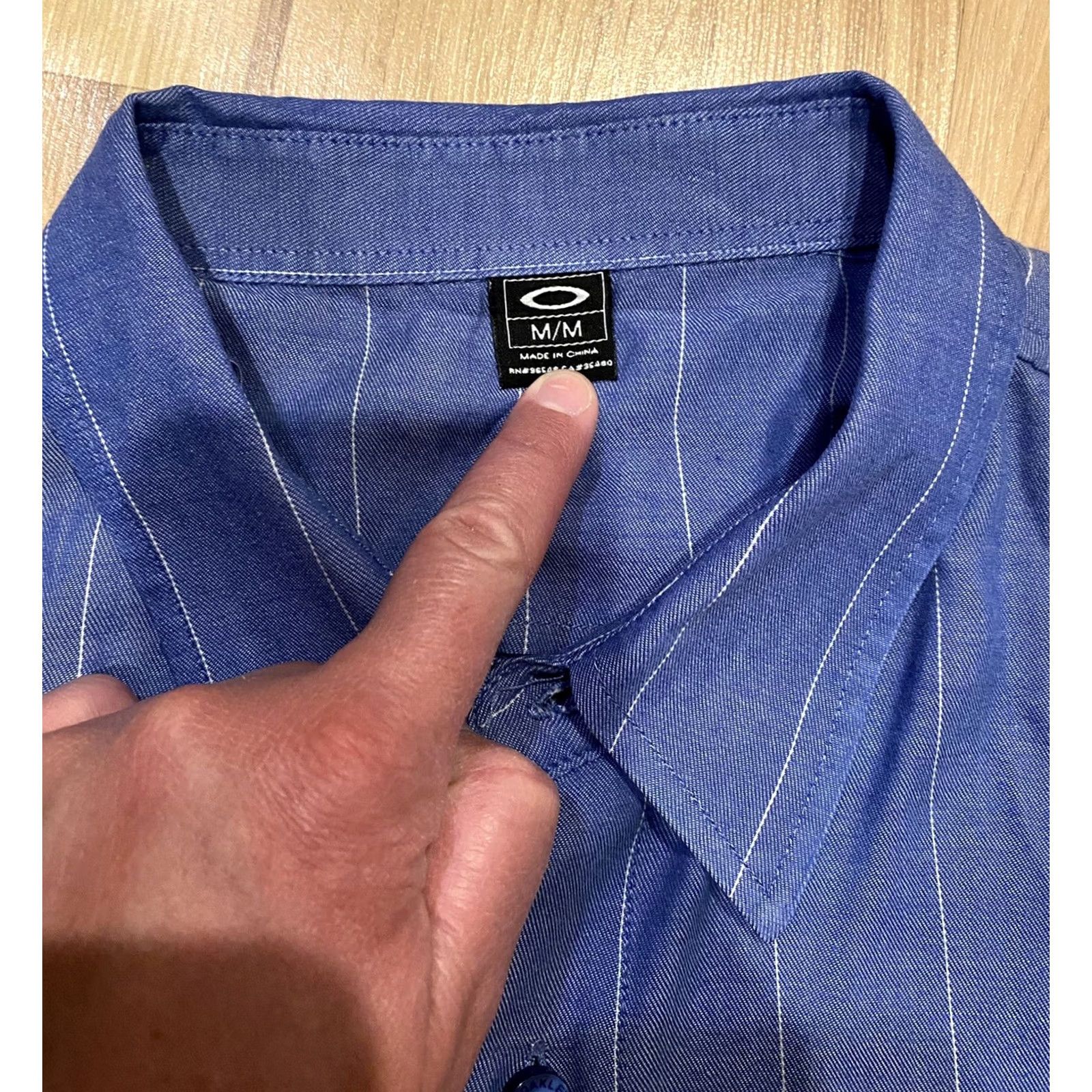 Oakley Oakley Men’s Striped Short Sleeved Button-Up Shirt Blue Embroidered M Size US M / EU 48-50 / 2 - 4 Thumbnail