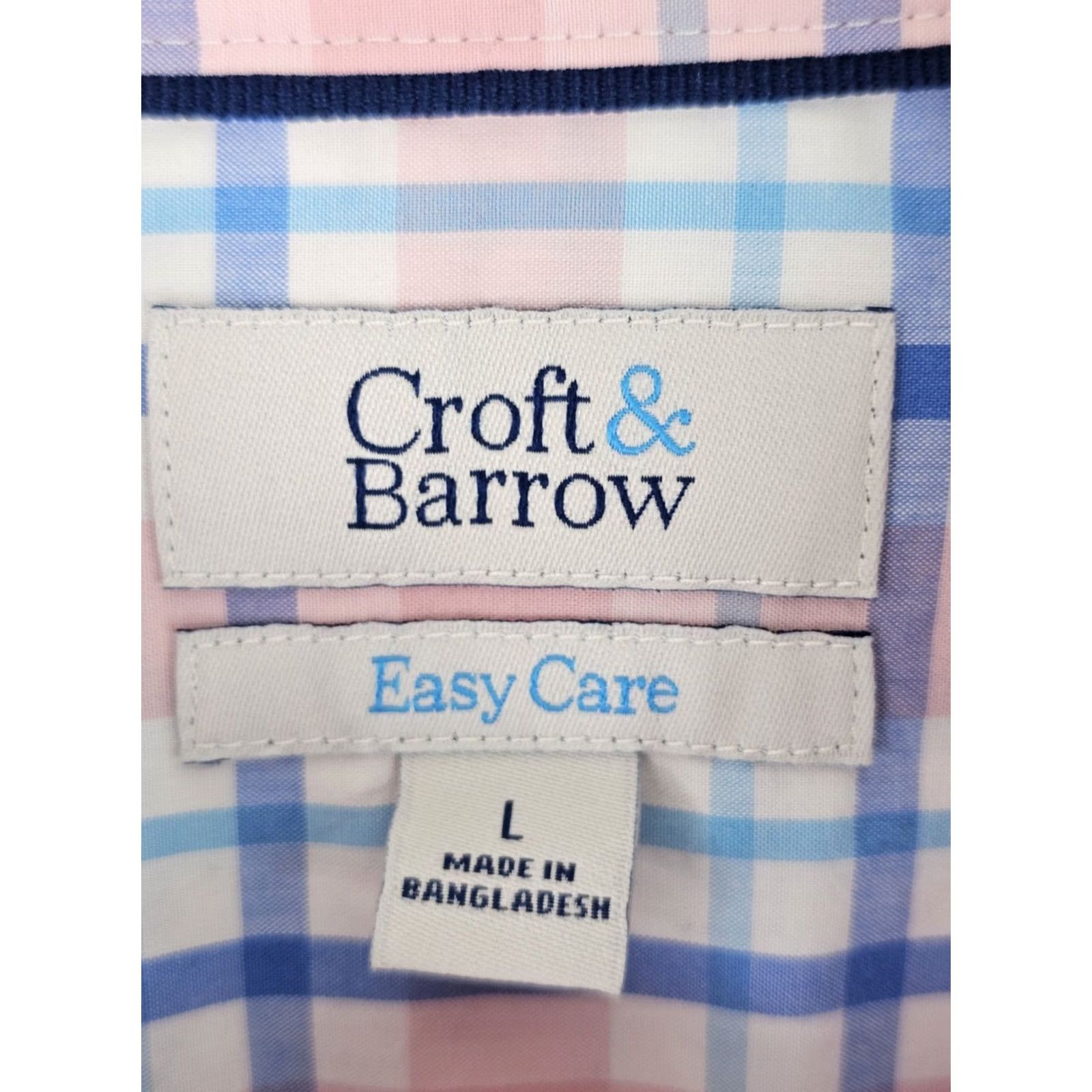 Croft & Barrow Croft & Barrow Easy Care Button Shirt Men L Pink / Blue Plaid EUC - Short Sleeve, Button-Front, Pocket, Cotton, Polyester, Classic Fit Size US L / EU 52-54 / 3 - 3 Thumbnail