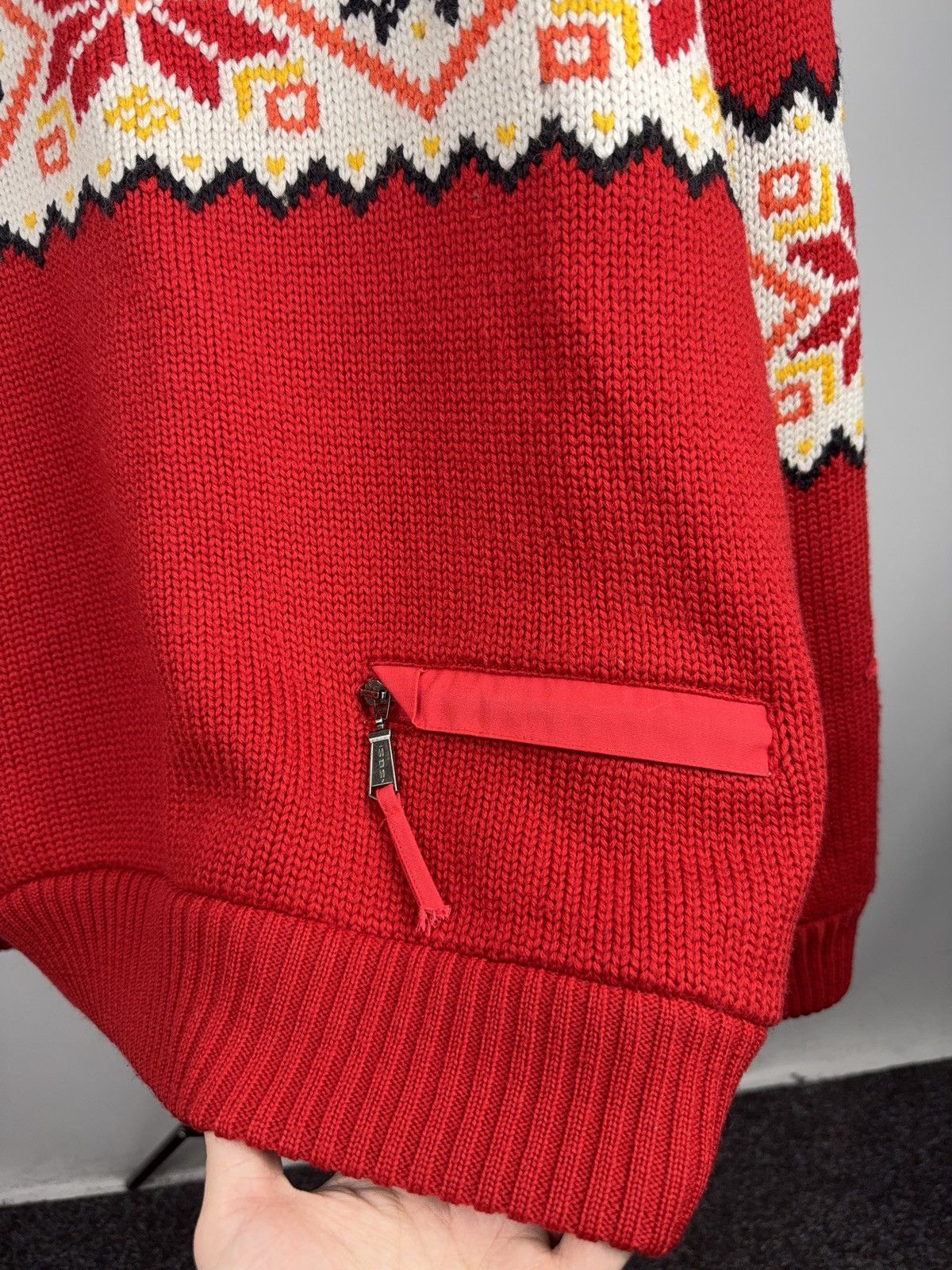 Vintage 00s Retro Rescue SOS Nordic Wool Zip Ski Sweater Red Size US XL / EU 56 / 4 - 3 Thumbnail