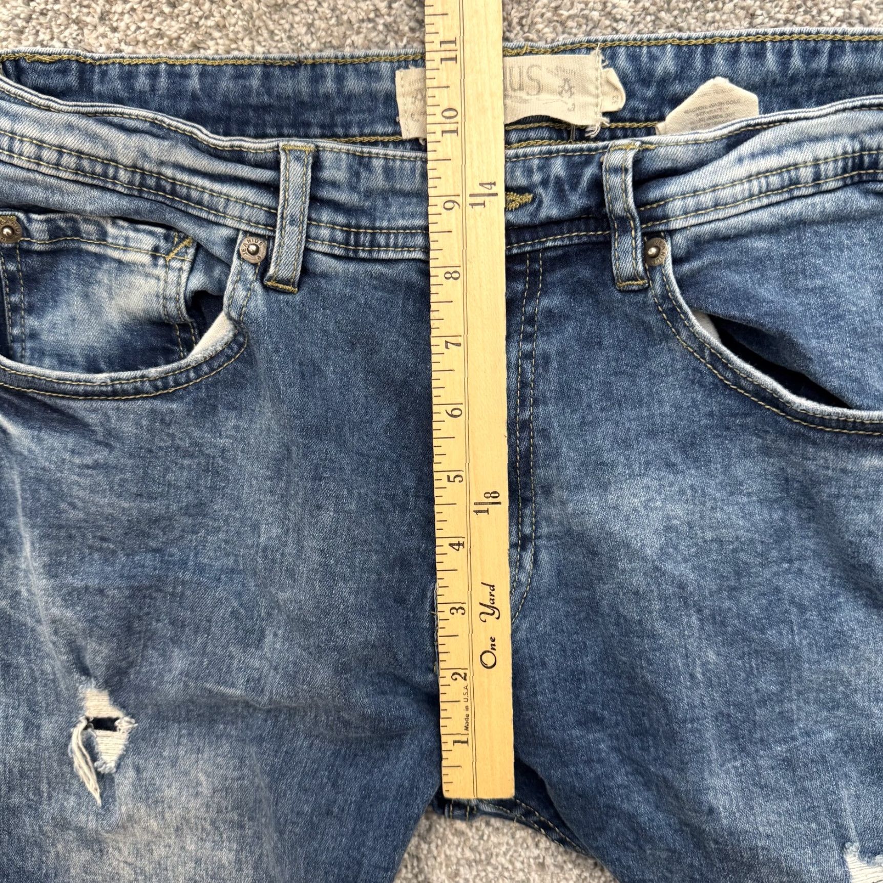 Denime Jeanius Jeans Mens 32x32 Blue Distressed Denim Slim Fit Classic Casual Pants Jeans Size US 32 / EU 48 - 4 Thumbnail