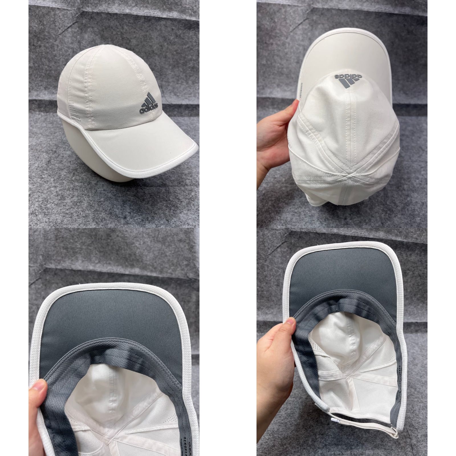 Adidas adidas Hat Cap Strap Back Adult One Size White Polyester Blend Aeroready Run Gym Baseball Cap Mens Size ONE SIZE - 8 Thumbnail