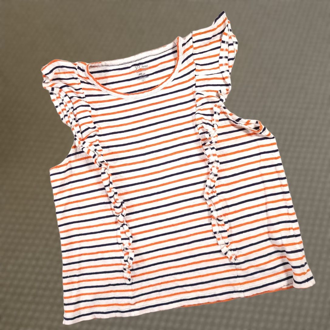 J.Crew J. Crew Linen Tee Knit Goods Tank Sleeveless Shirt Women's Large Stripe Flutter Shirt Size L / US 10 / IT 46 - 1 Thumbnail