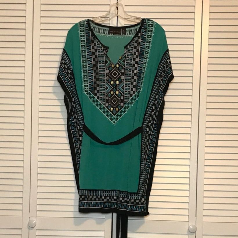 Other Dana Buchman Teal Geometric V-Neck Kaftan Tunic Blouse M Size M / US 6-8 / IT 42-44 - 1 Thumbnail