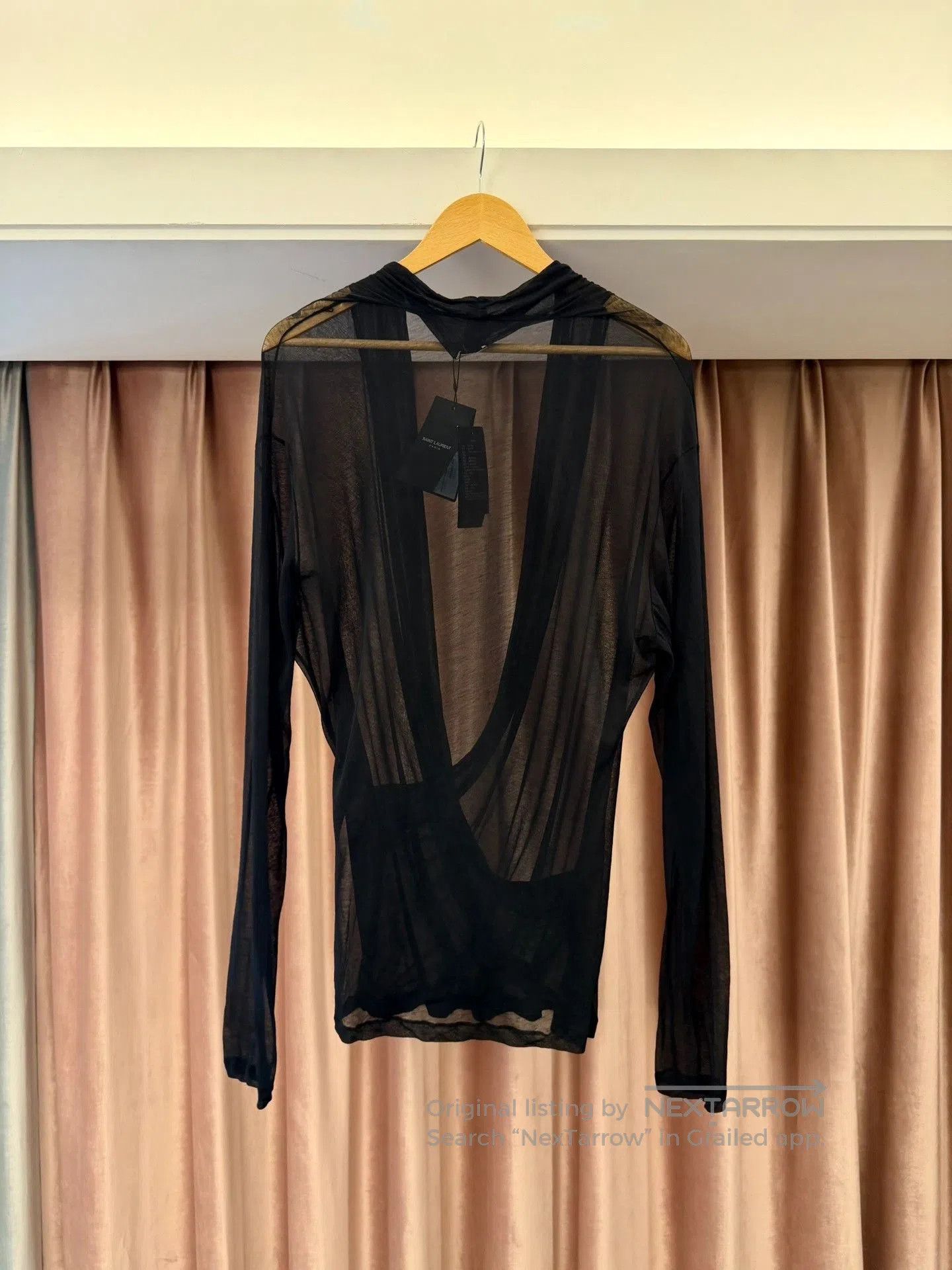 Saint Laurent Paris Saint Laurent 23SS Deep V Sheer Top. Size US XL / EU 56 / 4 - 8 Thumbnail