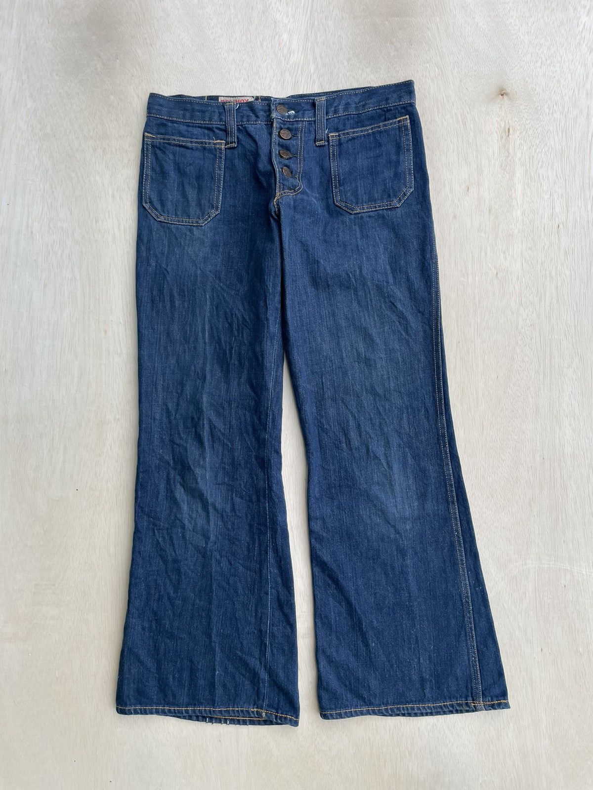 image of Beauty Beast Vintage Super Flare Indianax Jeans in Blue, Women's (Size 30)