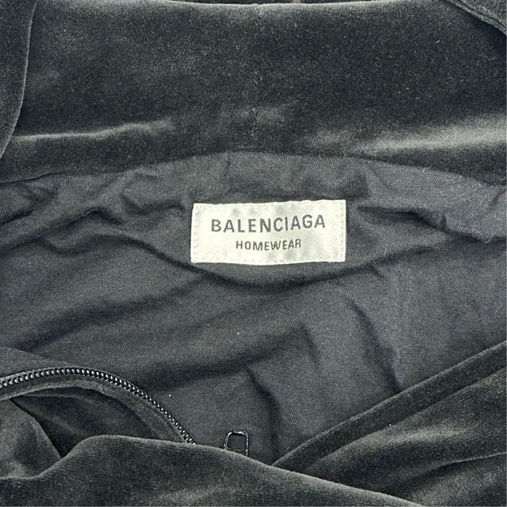 Balenciaga Balenciaga Black Velvet Zip Hoodie 0079-2507 Size L / US 10 / IT 46 - 4 Thumbnail