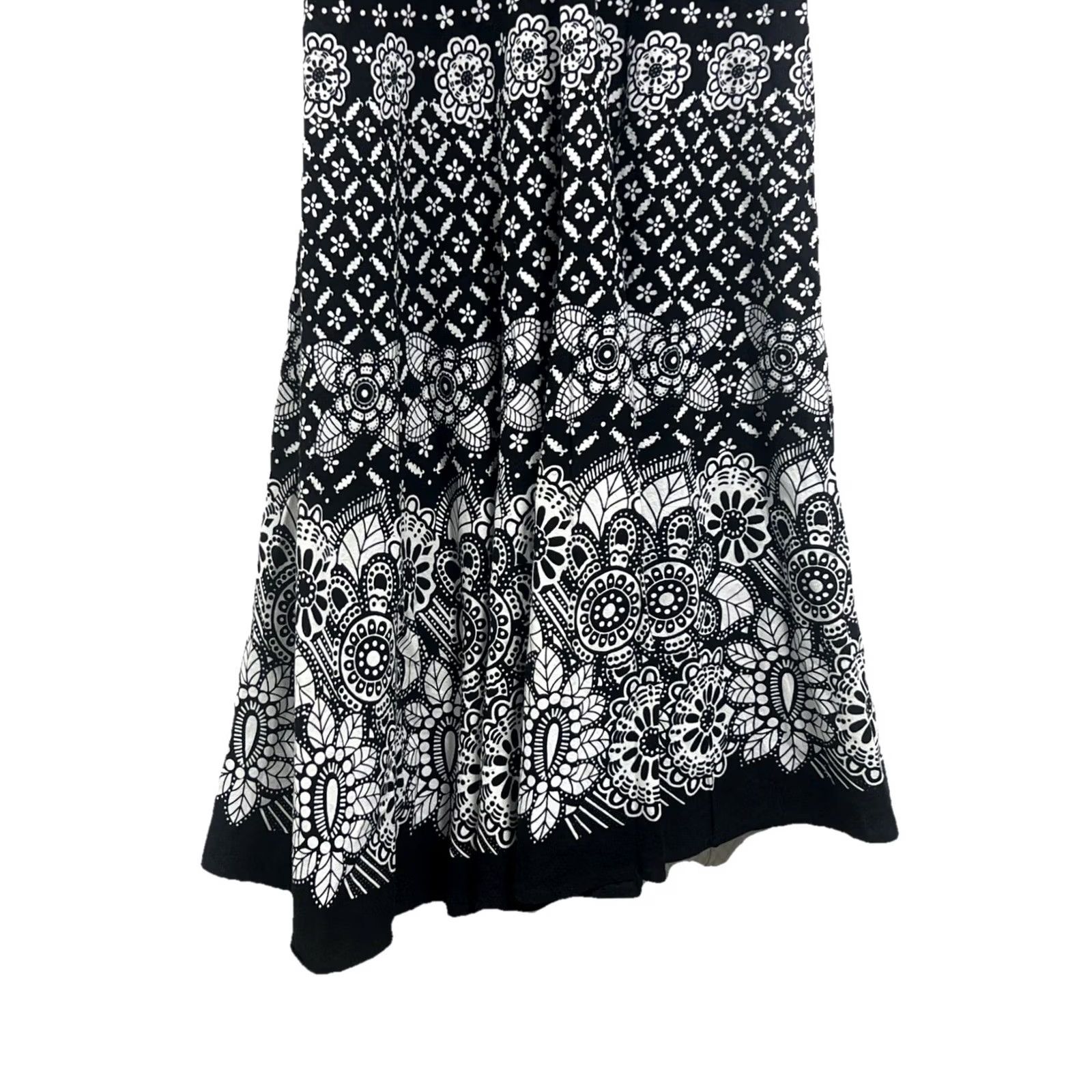 Vintage Magic 100% Cotton Black White Strappy Midi Dress Bohemian 3XL India Size XXL / US 16-18 / IT 52-54 - 5 Thumbnail