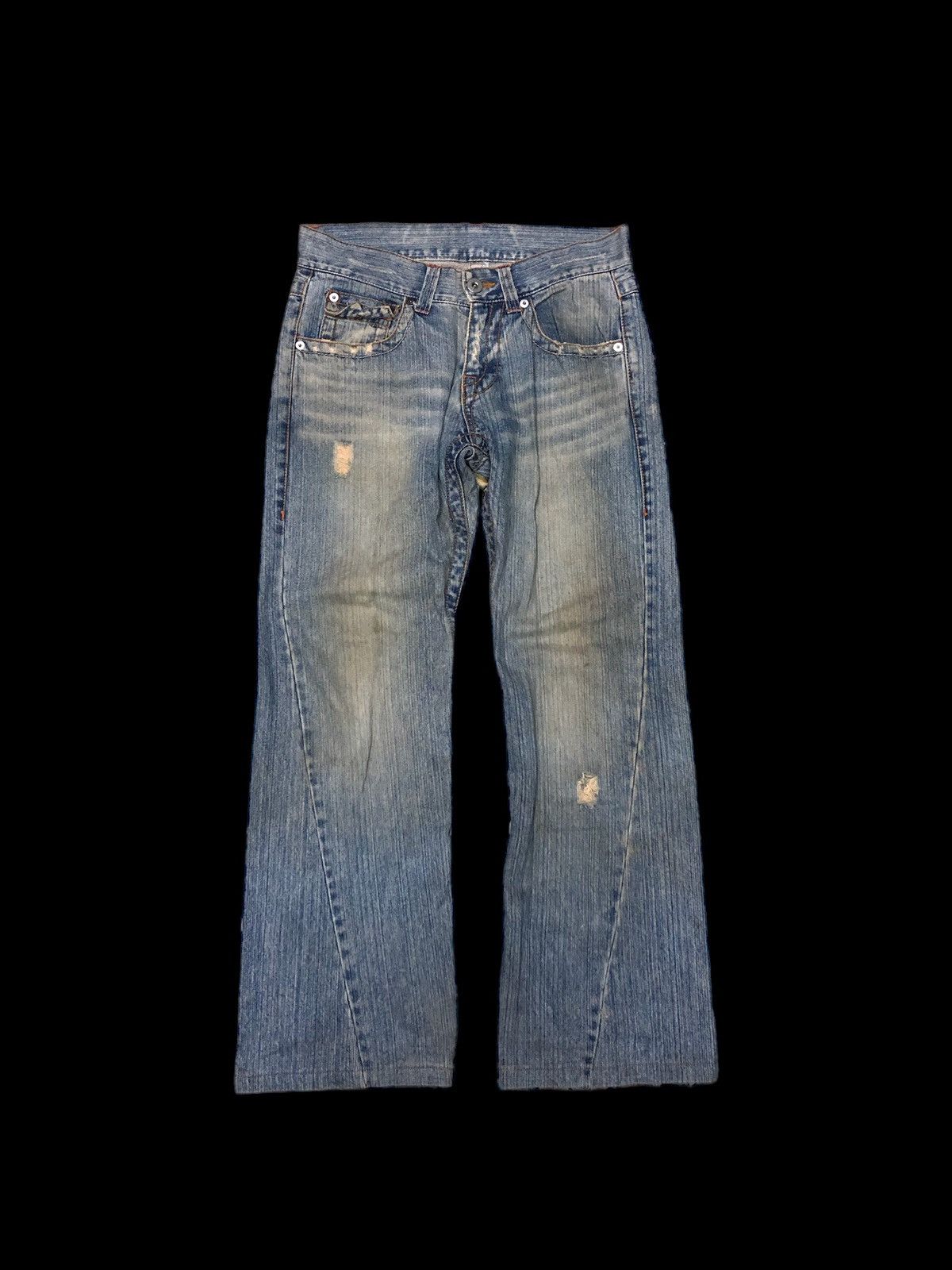 image of Flare Twist Distressed Denim in Blue, Men's (Size 32)