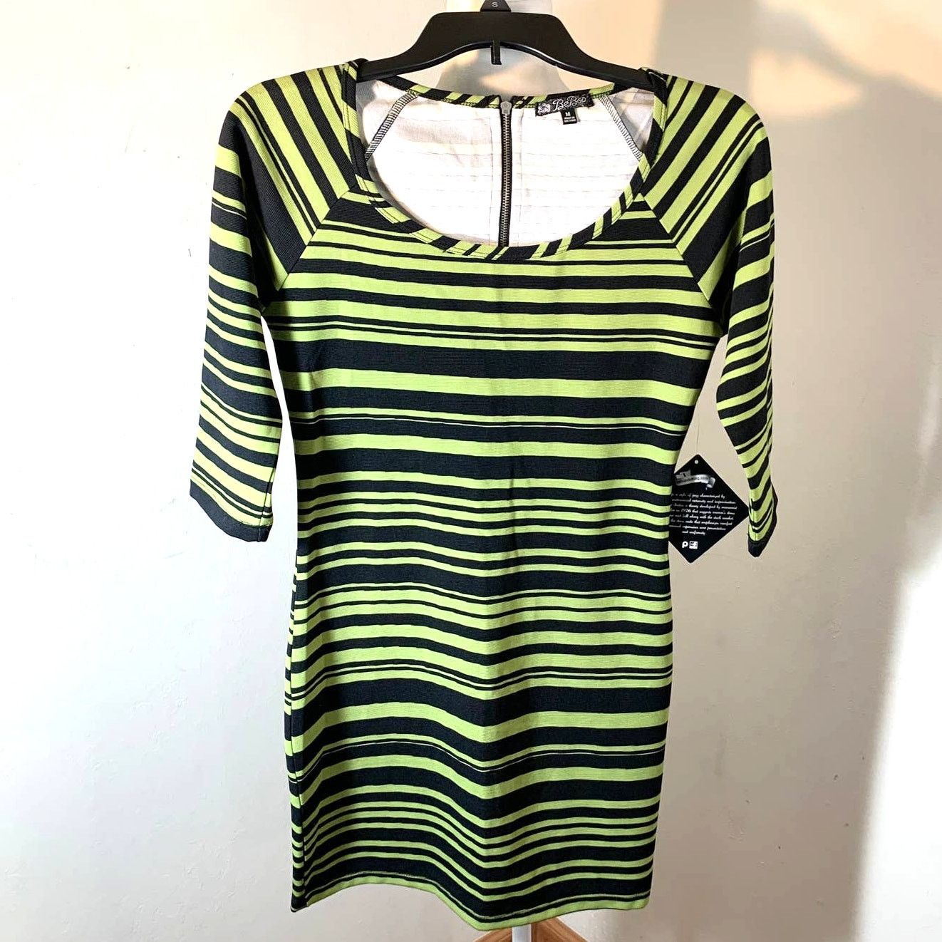 Other Bebop Women’s Dress Green Striped 3/4 Sleeve Dress Size M / US 6-8 / IT 42-44 - 1 Thumbnail