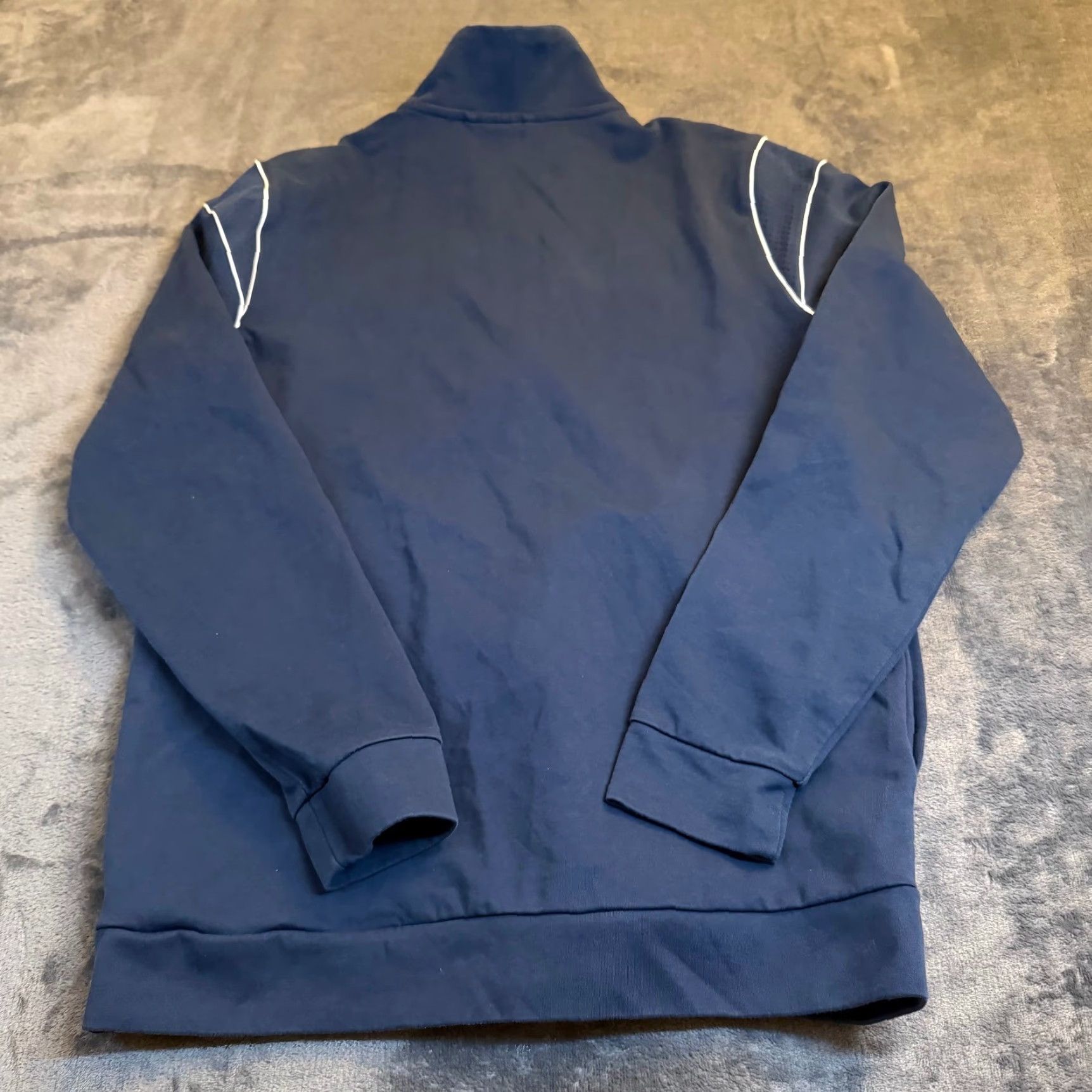 Puma Puma Track Jacket Mens Medium Navy Blue Full Zip Contrasting Trim Pockets Athletic Gym Training Size US M / EU 48-50 / 2 - 4 Thumbnail