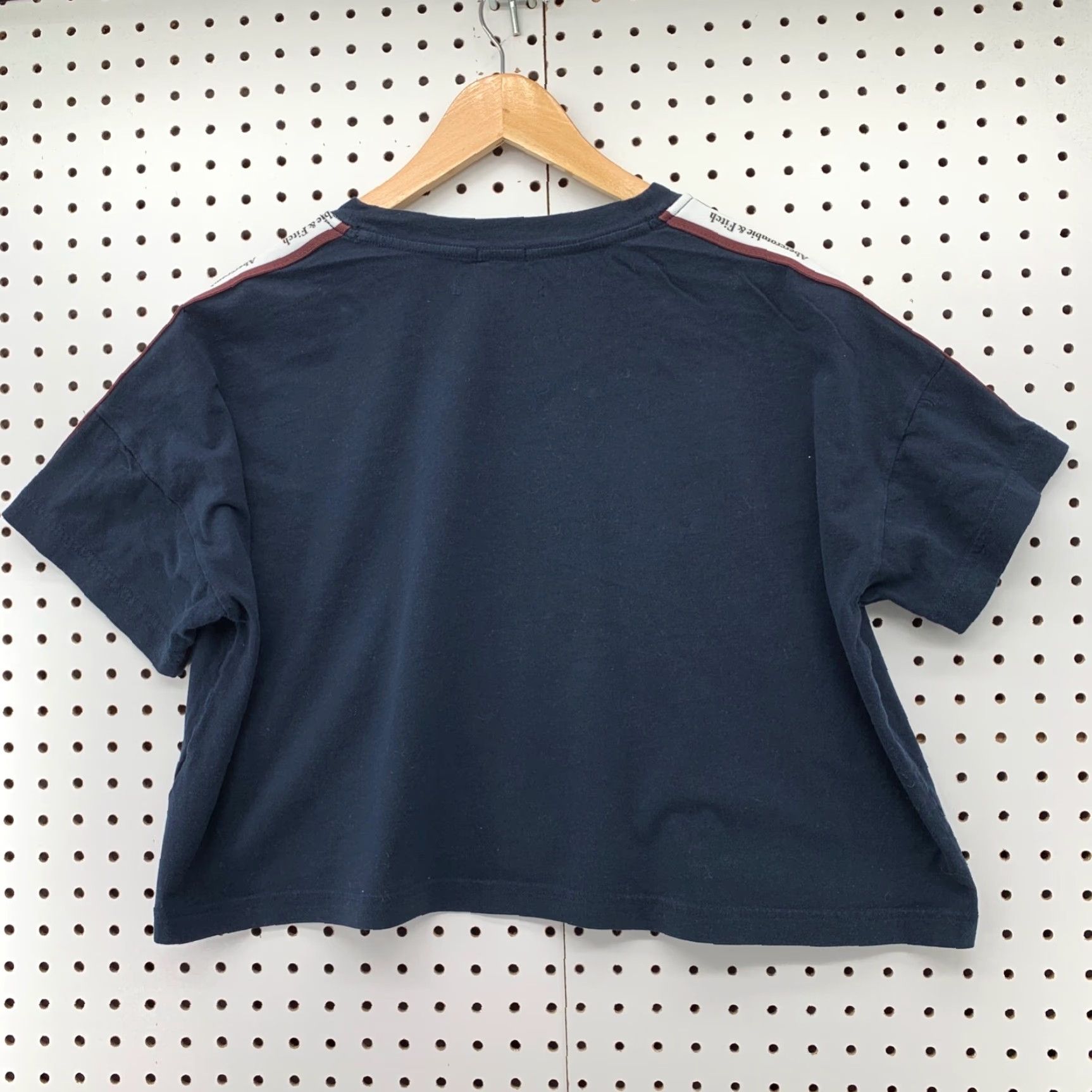 Abercrombie & Fitch Abercrombie & Fitch Crop Shirt Womens M Navy Blue Logo Short Sleeve Cropped Shirt Size M / US 6-8 / IT 42-44 - 7 Thumbnail