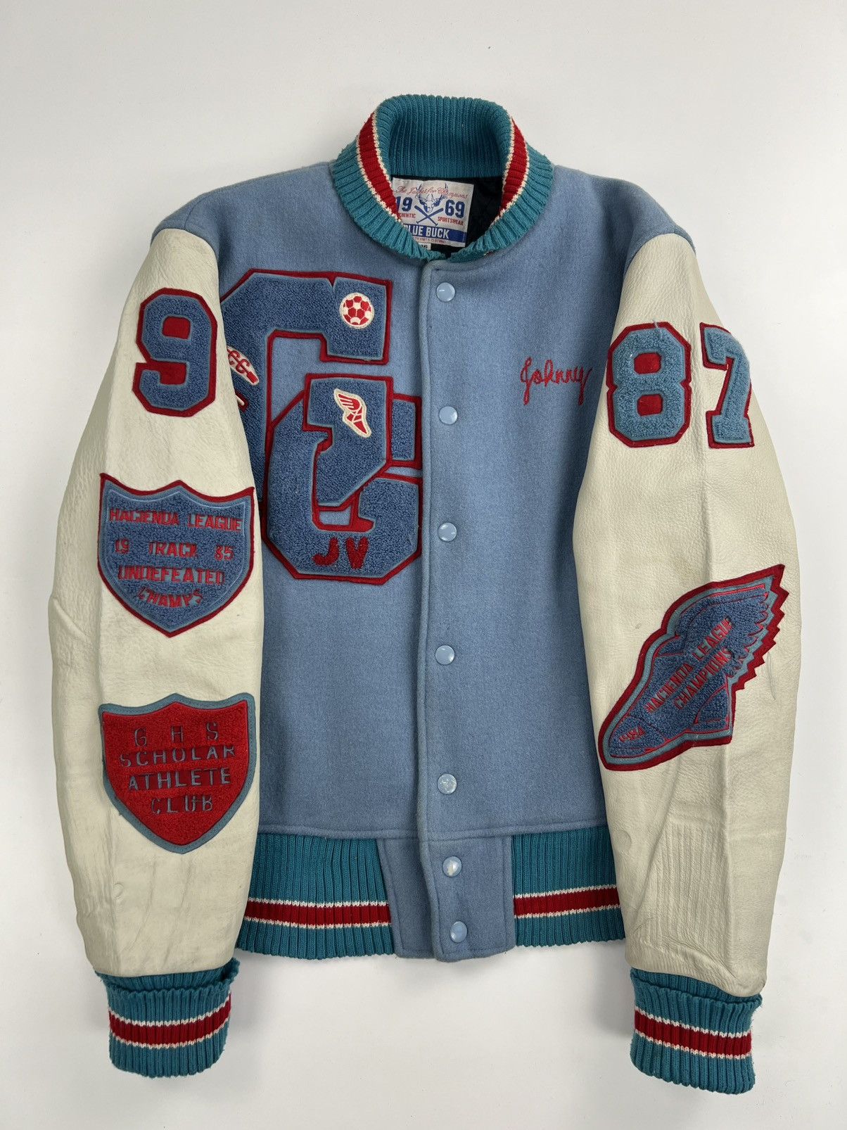 Japanese Brand VINTAGE BLUE BUCK VARSITY JACKET Size US XXS / EU 40 - 2 Thumbnail