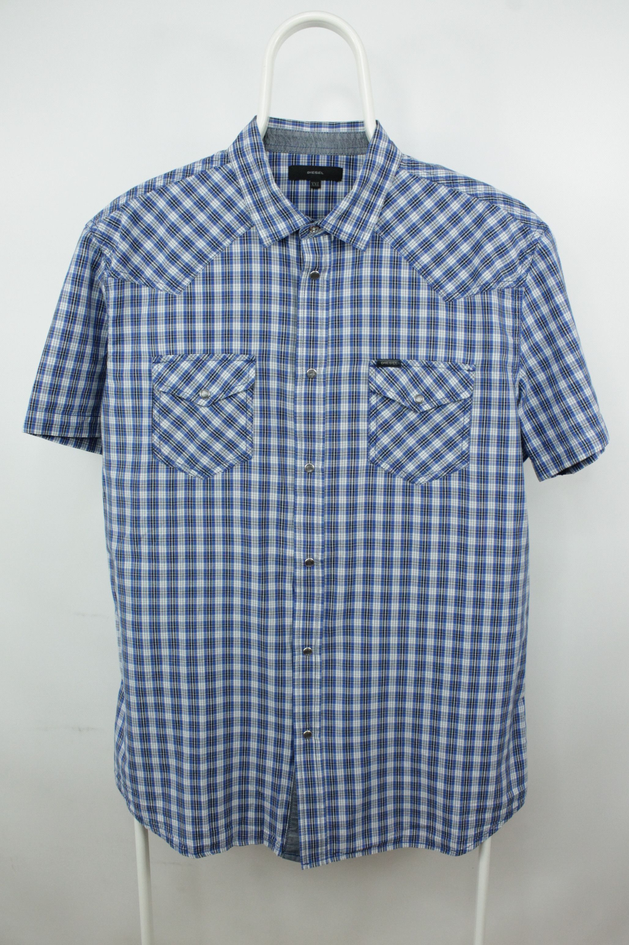 Diesel Diesel Short Sleeve Plaid Cotton Button Up Shirt Size US XXL / EU 58 / 5 - 1 Thumbnail