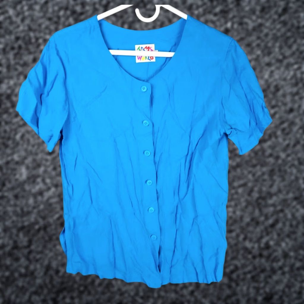 Jams World JAMS WORLD Shirt Top Women's Small Blue Relaxed Hawaiian Button Up Shirt Size S / US 4 / IT 40 - 1 Thumbnail