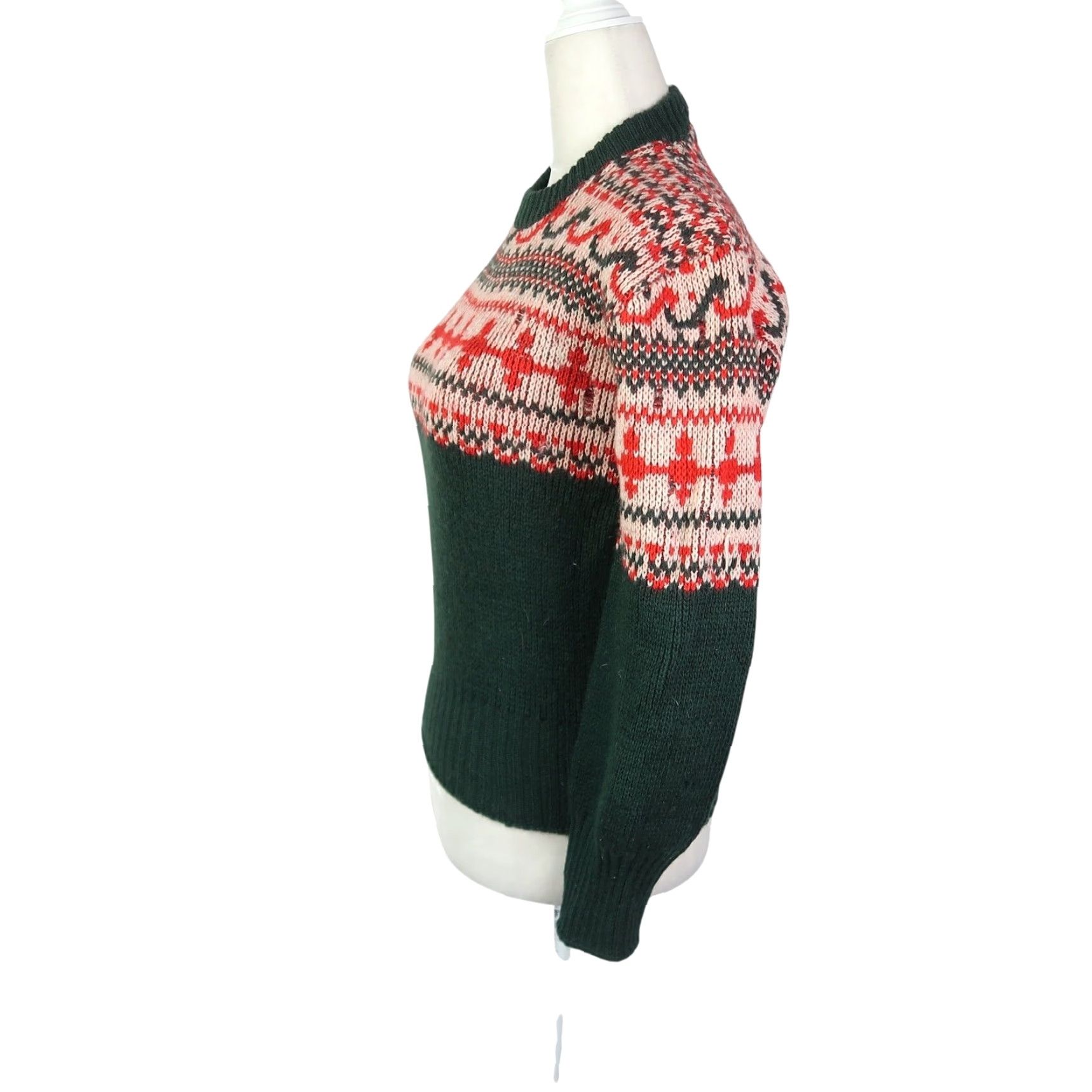 Vintage VINTAGE Pilgrim Sweater Fair Isle Nordic Wool Crew Neck Long Sleeve Women S Size S Green Red Pattern Winter Fall Size S / US 4 / IT 40 - 3 Thumbnail