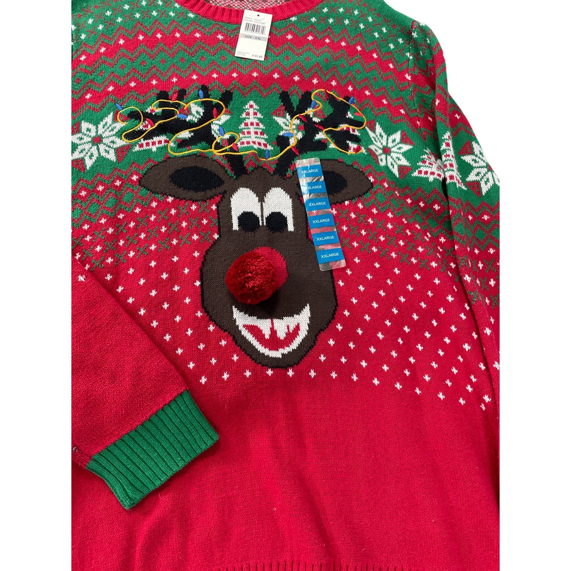 Other Ugly Christmas Sweater Unisex Cayenne Green Reindeer Size XX Size US XXL / EU 58 / 5 - 7 Thumbnail