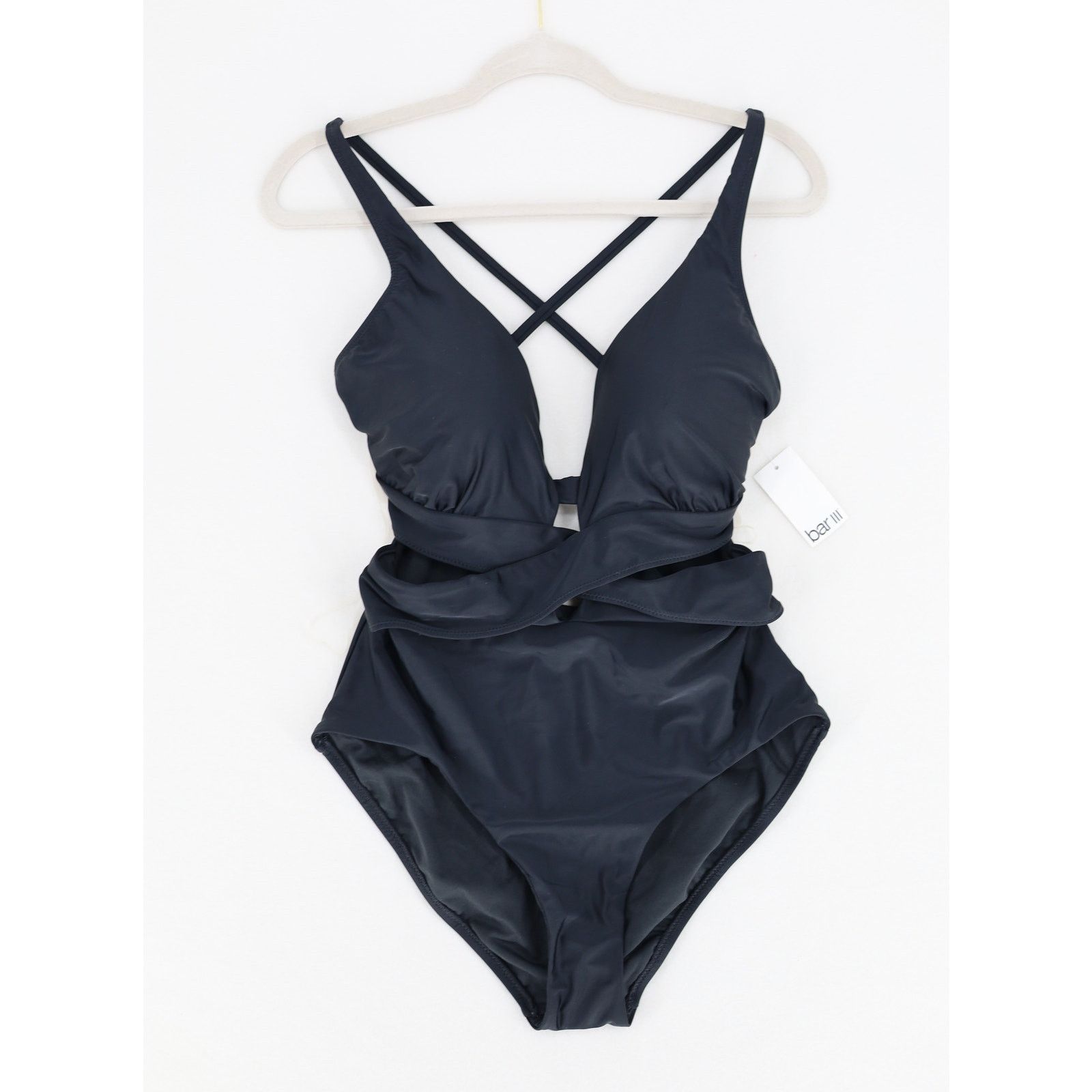 Bar III Bar III Women Solid Black Cut-Out One-Piece Swimsuit Size XL Size ONE SIZE - 3 Thumbnail