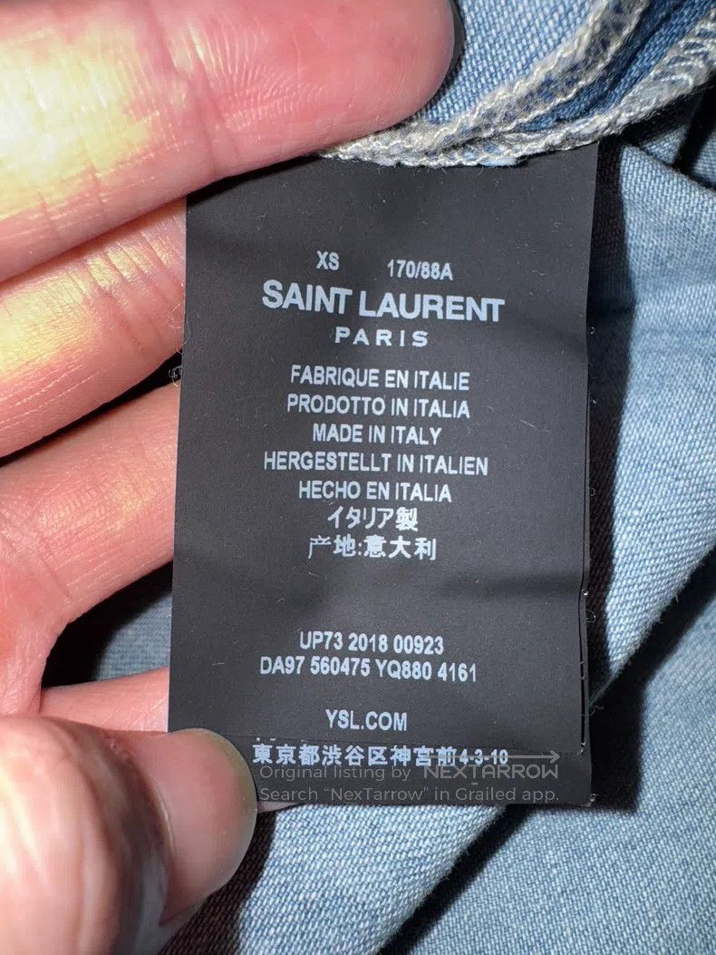 Saint Laurent Paris Saint Laurent Paris Destroyed Denim Hooded Sweatshirt Size US XS / EU 42 / 0 - 6 Thumbnail