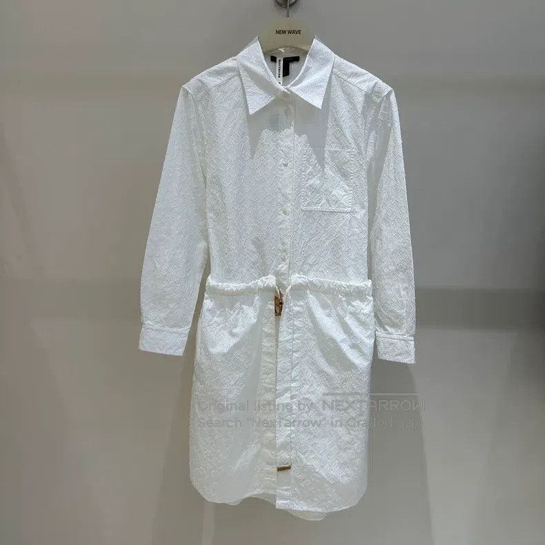 Louis Vuitton Old flower full print jacquard shirt dress