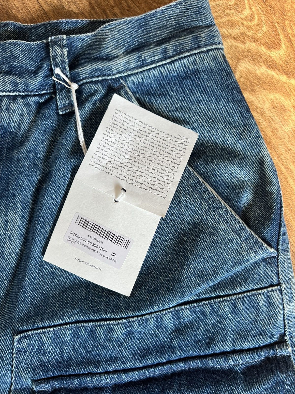 Ambush Design New Ambush Pockets Denim Cargo Pants Mid Blue by AMBUSH® Size US 30 / EU 46 - 13 Thumbnail