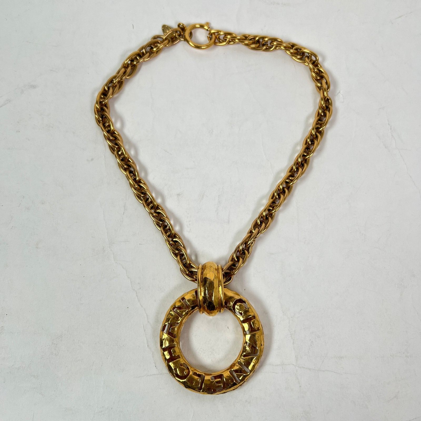 Chanel Chanel Gold Plated Cutout Logo Medallion Pendent Necklace Size ONE SIZE - 1 Thumbnail