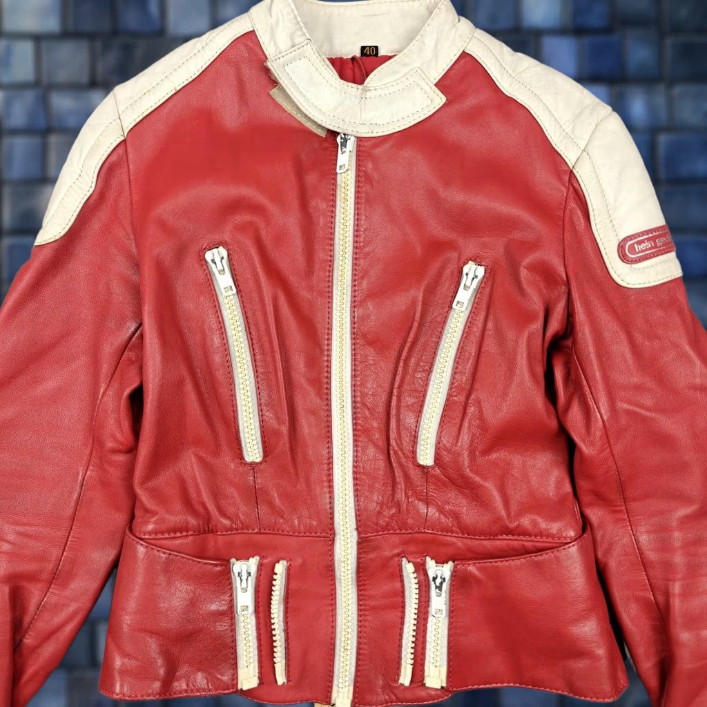 Shein VINTAGE Hein Gericke Jacket Womens 40 Red Leather Motorcycle Padded Zip Size S / US 4 / IT 40 - 1 Thumbnail