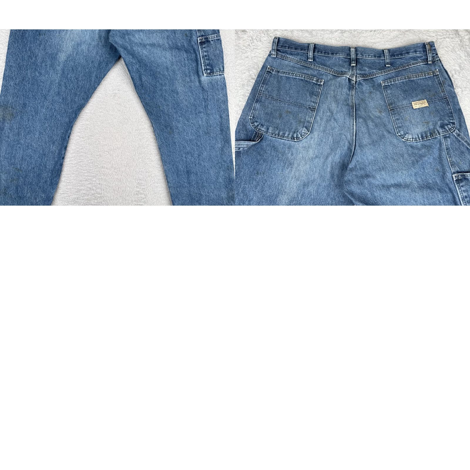 Wrangler Wrangler Jeans Mens 38x30 Blue Denim Straight Leg Carpenter Triple Stitched Work Jeans Size US 38 / EU 54 - 10 Thumbnail