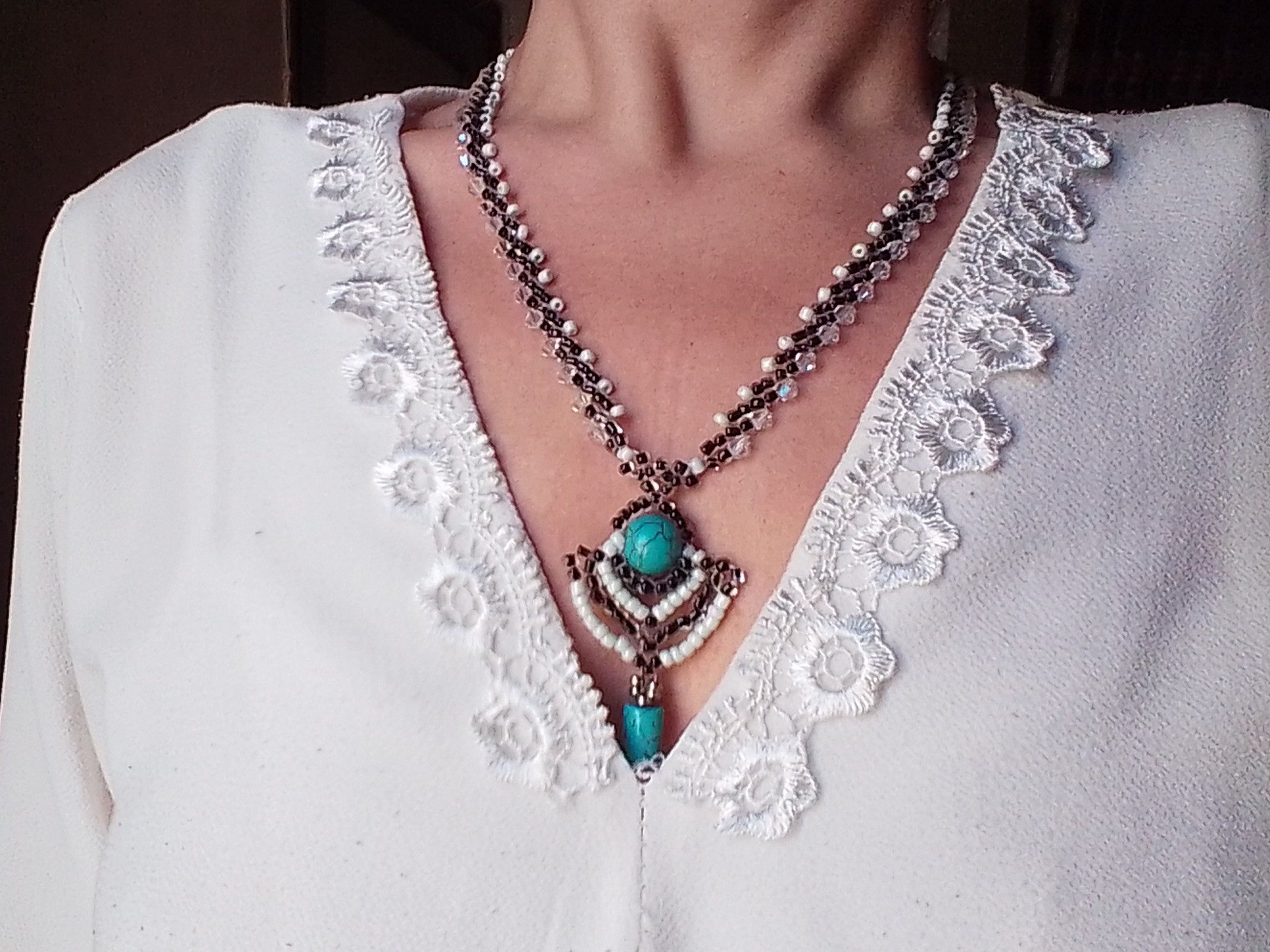 Handmade Necklace Ethnic Streetwear Howlite Turquoise Gemstones Size ONE SIZE - 9 Thumbnail