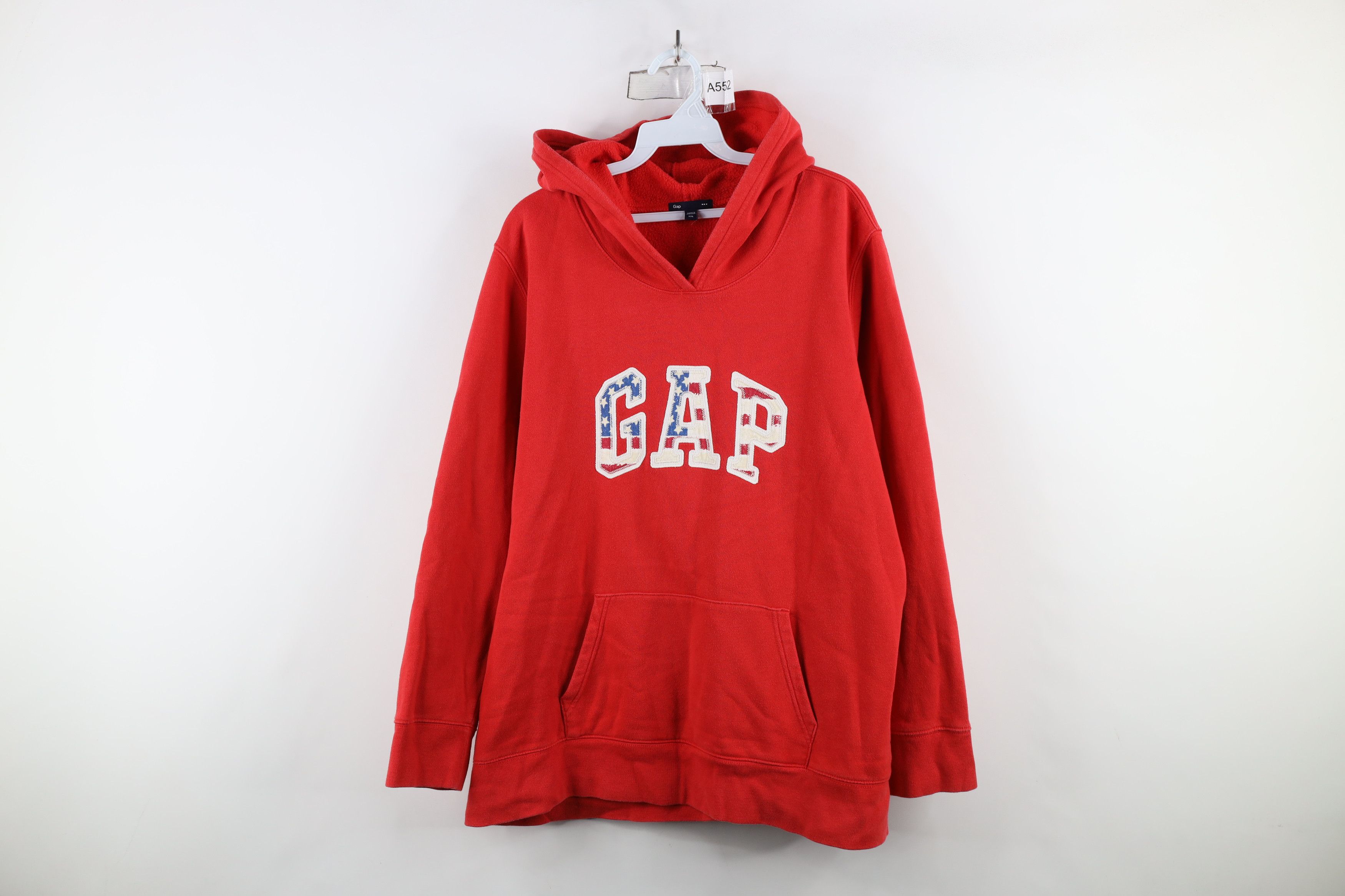 Gap × Vintage Vintage Y2K Gap Block Letter USA Flag Hoodie Sweatshirt Red Size XXL / US 16-18 / IT 52-54 - 1 Thumbnail