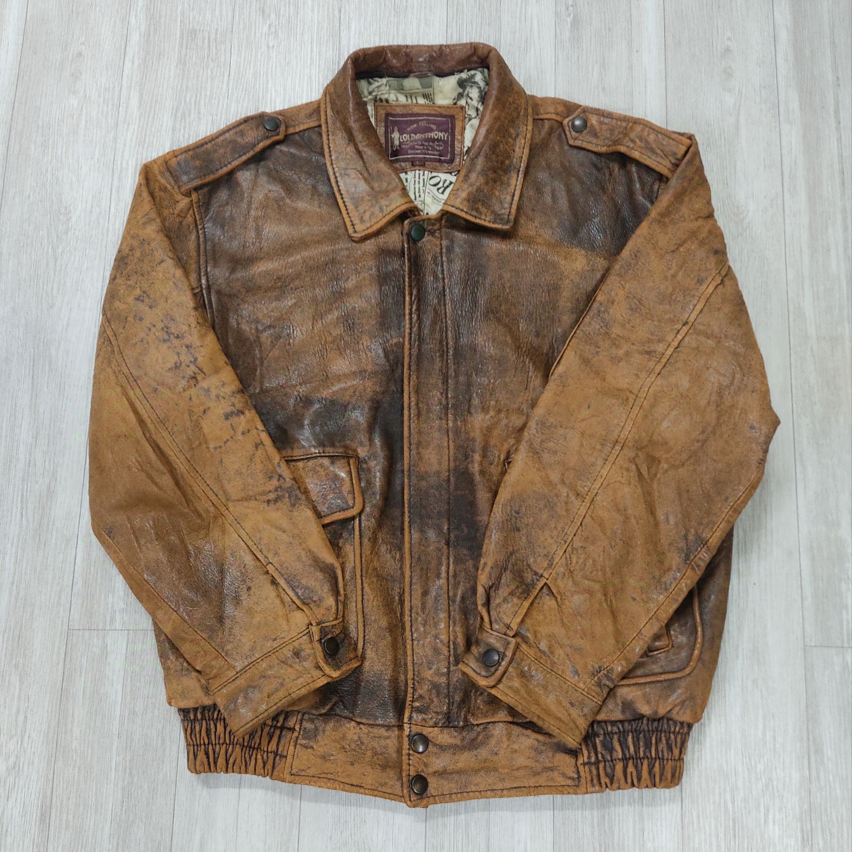 Genuine Leather G1 LOLDANTHONY Newspapers Lined Sheepskin Leather Jacket Size US L / EU 52-54 / 3 - 10 Thumbnail