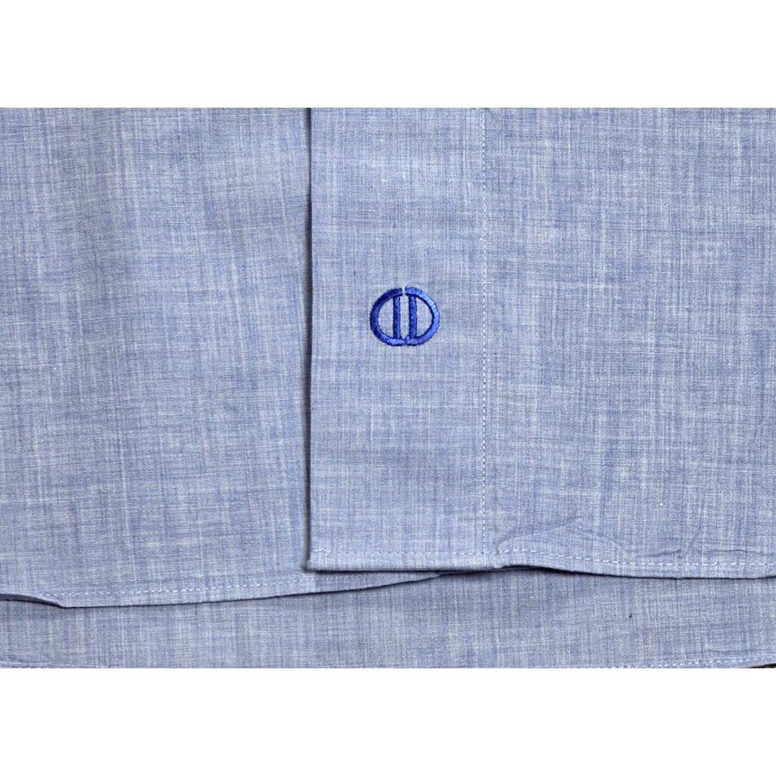 David Donahue DAVID DONAHUE MENS Button-Up Shirt XL Long Sleeve Heather Blue Cotton 2 Ply Dress Shirt Size 46R - 5 Thumbnail