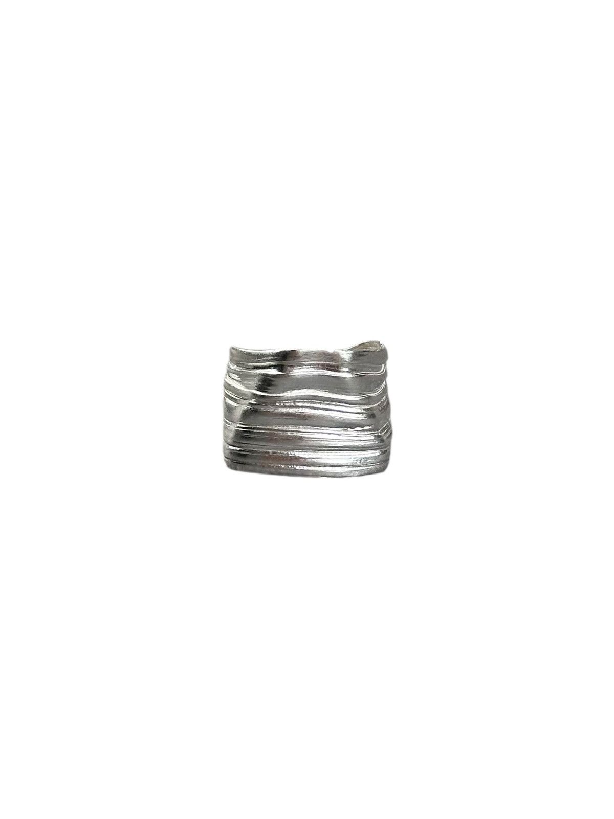 Japanese Brand ARTISAN MADE ASYMMETRICAL WAVES HEAVY STERLING SILVER RING Size ONE SIZE - 3 Thumbnail
