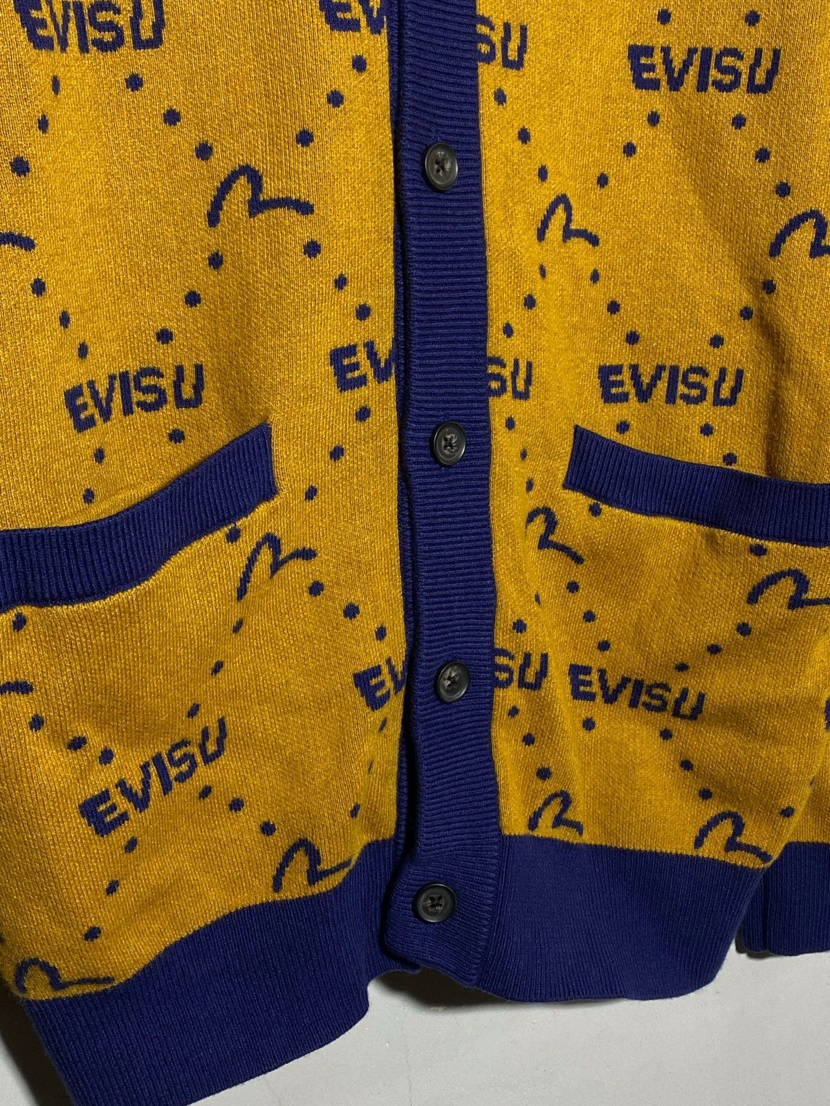 Evisu Evisu V-Neck Cardigan Monogram Pattern Rare Find Size US M / EU 48-50 / 2 - 6 Thumbnail