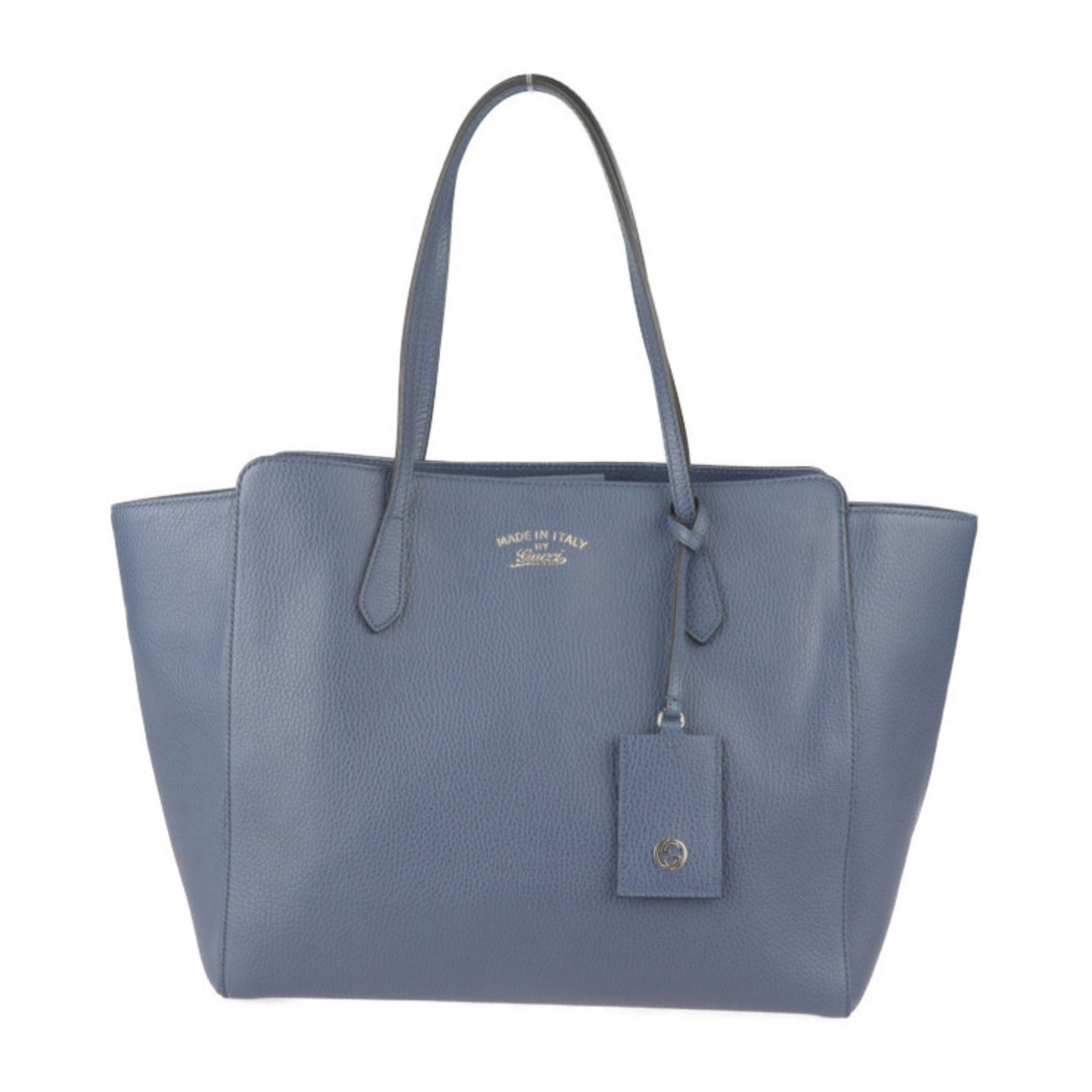 GUCCI Swing Tote Bag 354397 Leather Navy Shoulder Large